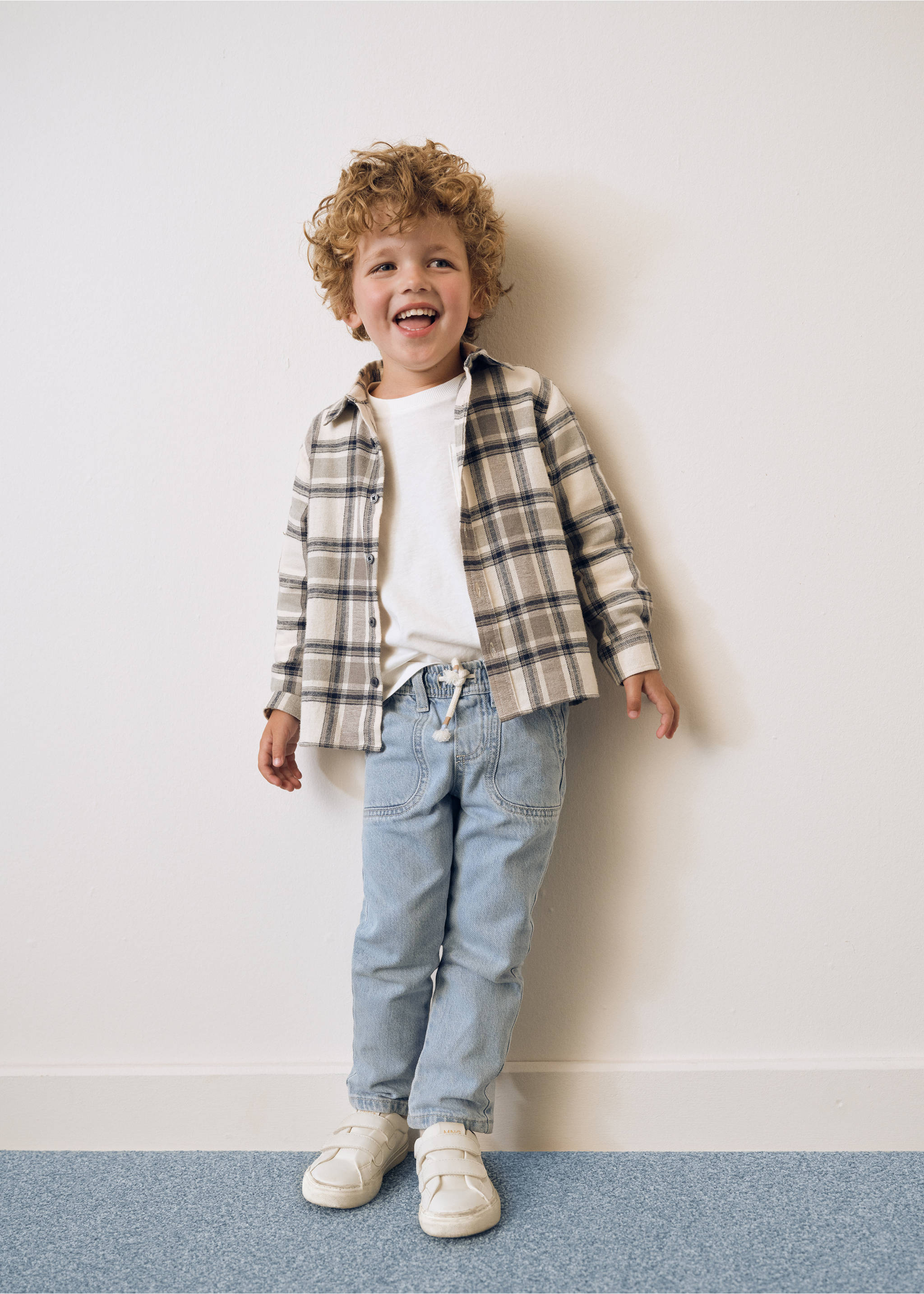 Chemise à carreaux en coton - Détail de l'article 5, Écru. Ref: 77055981-00.