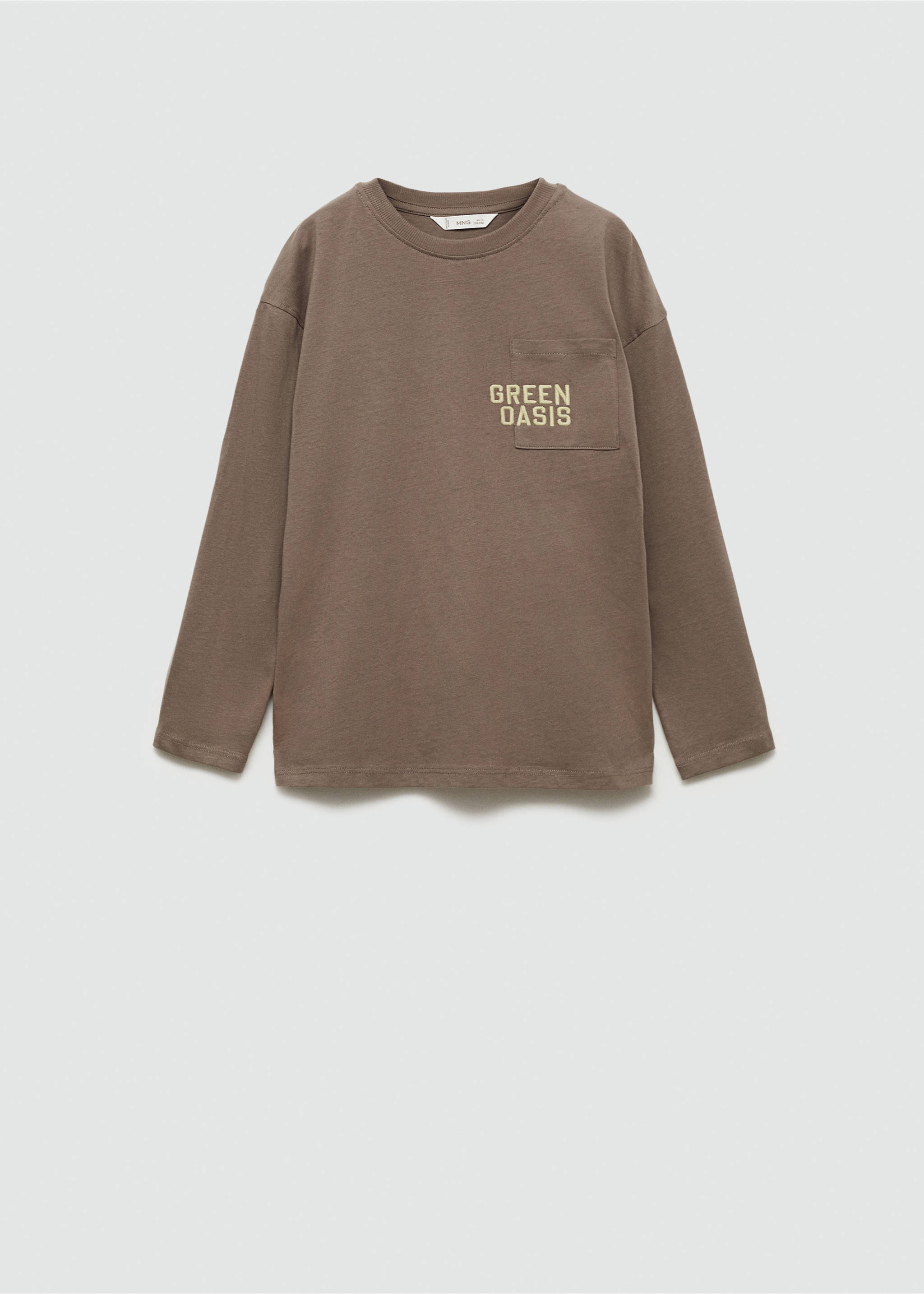 Långärmad t-shirt brodering - Artikel utan modell, Mellanbrun. Ref: 77055982-00.