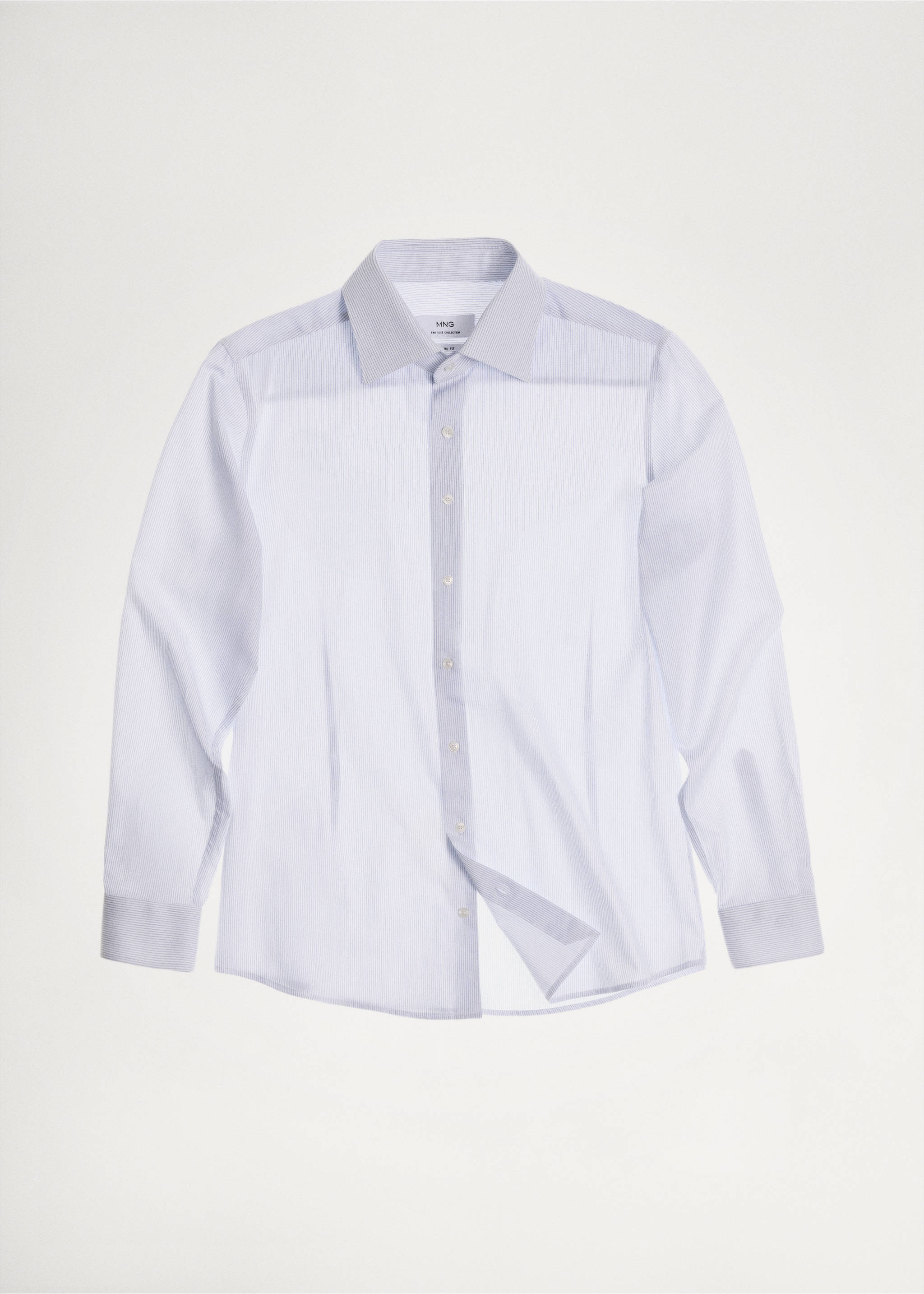 Chemise 100 % coton rayures slim-fit - Détail de l'article 5, Bleu. Ref: 77055986-00.