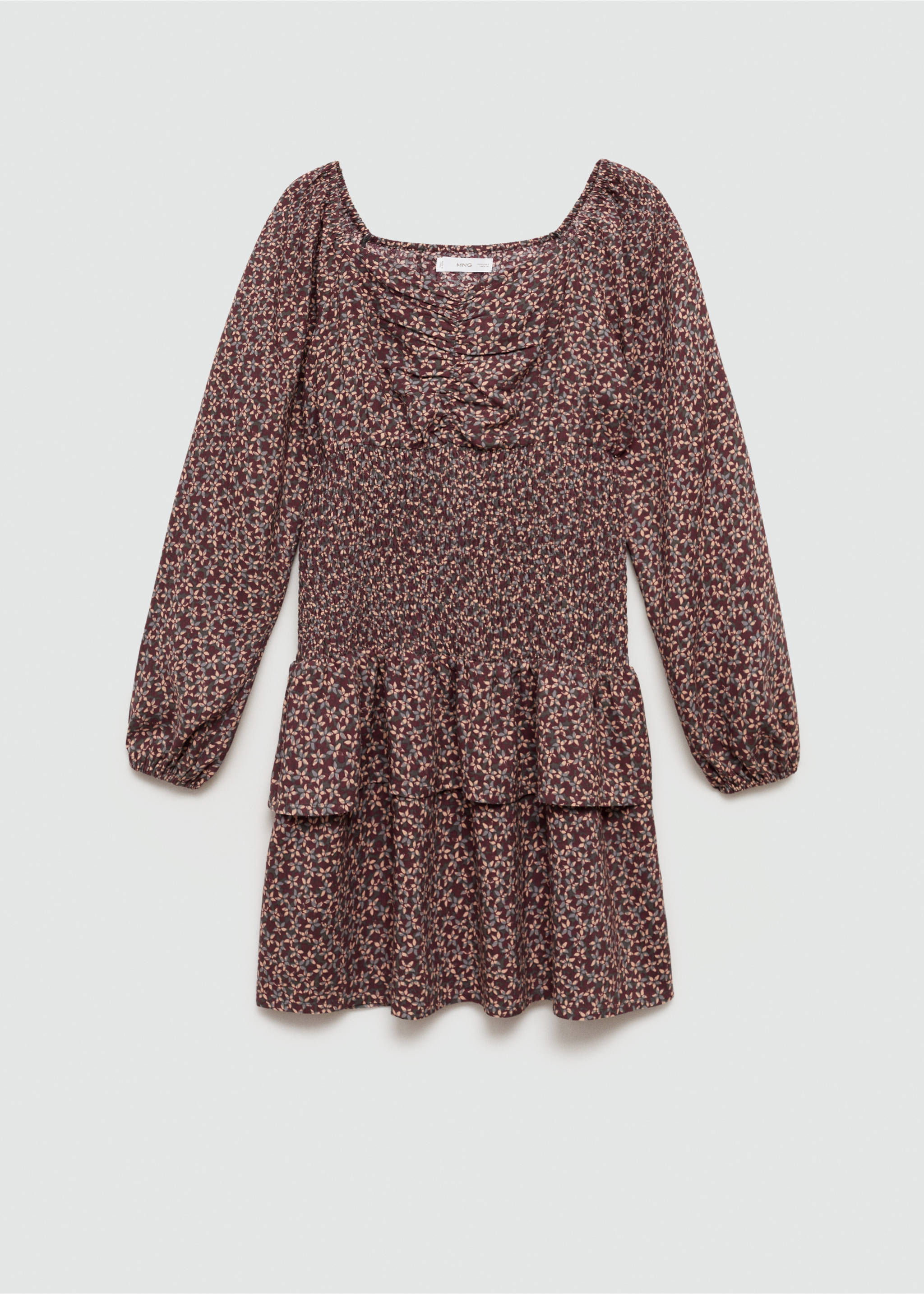 Sukienka w kwiaty z falbanami - Artykuł bez modela/modelki, Burgund. Ref: 77055987-00.
