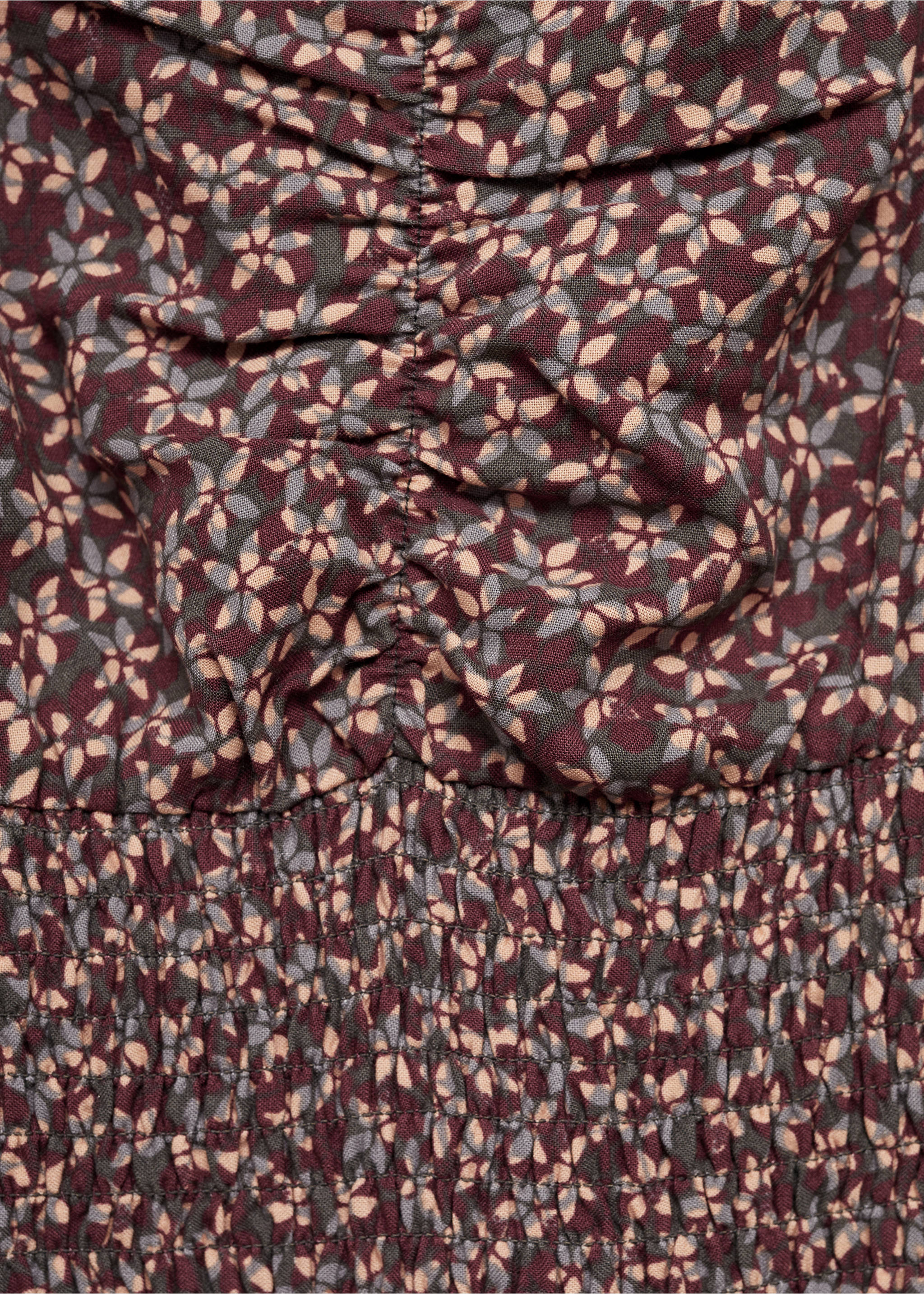 Sukienka w kwiaty z falbanami - Szczegóły artykułu 8, Burgund. Ref: 77055987-00.