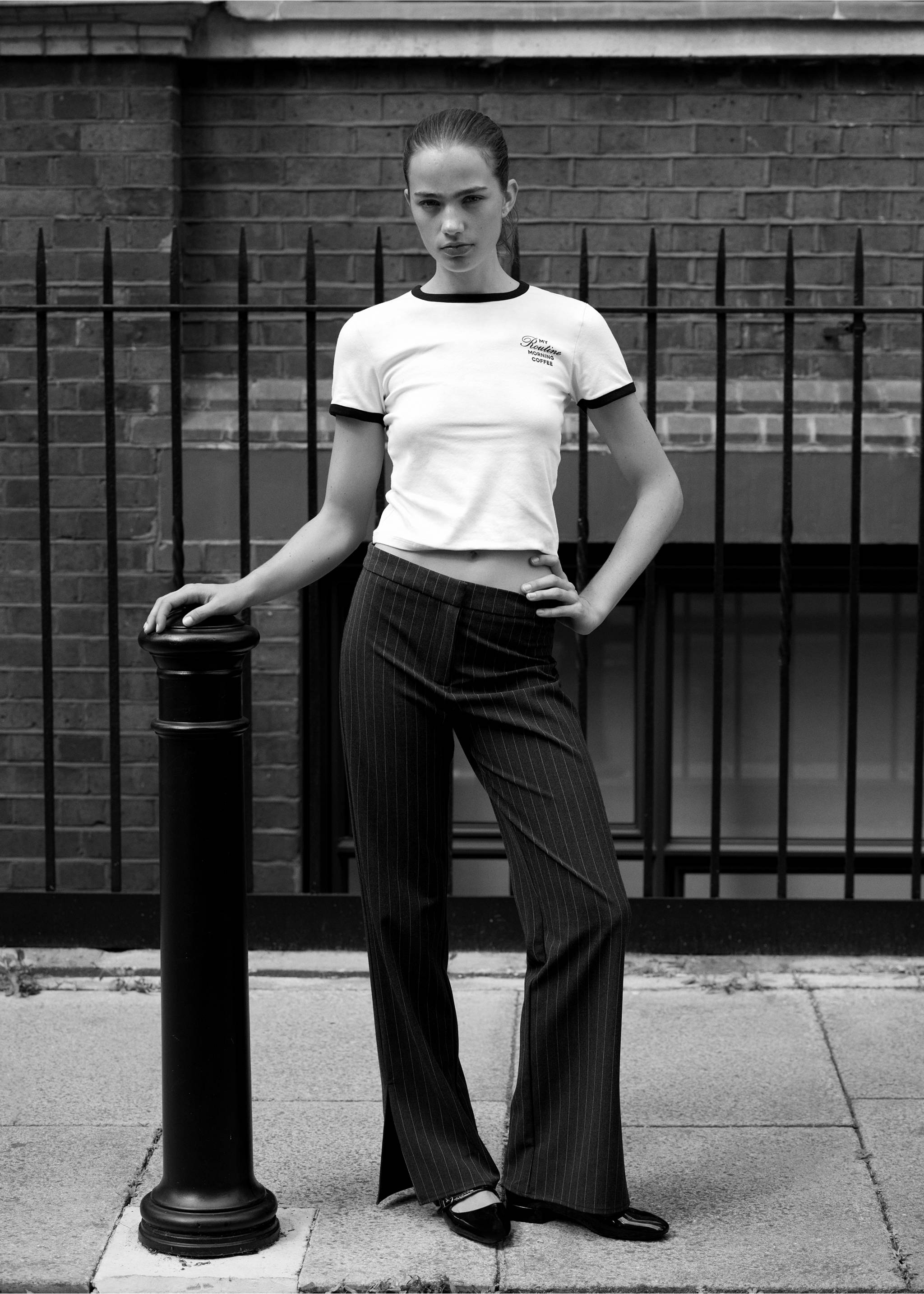 Striped suit trousers - Details of the article 5, Grey. Ref: 77056000-00.