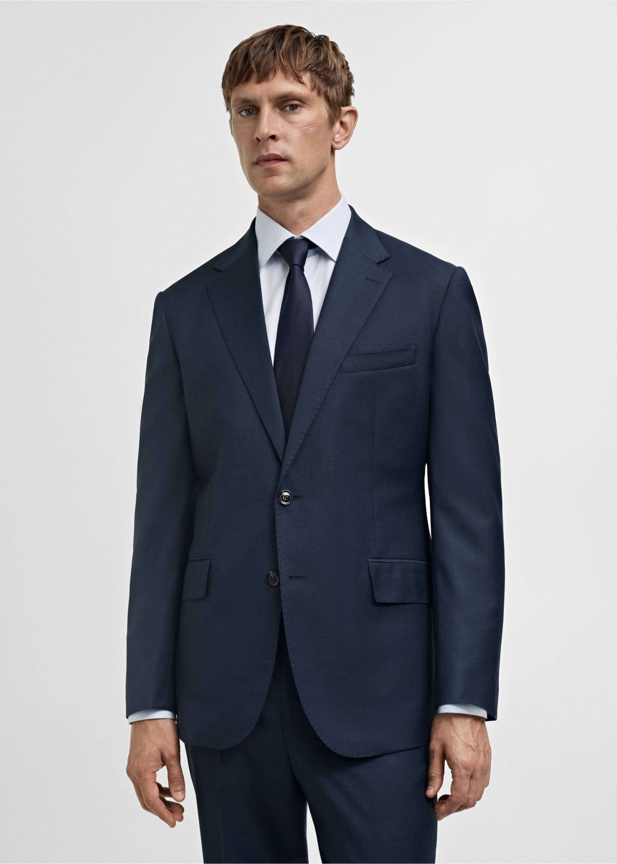 Venice 100% virgin wool suit jacket - Medium plane, Dark Navy. Ref: 77056005-00.
