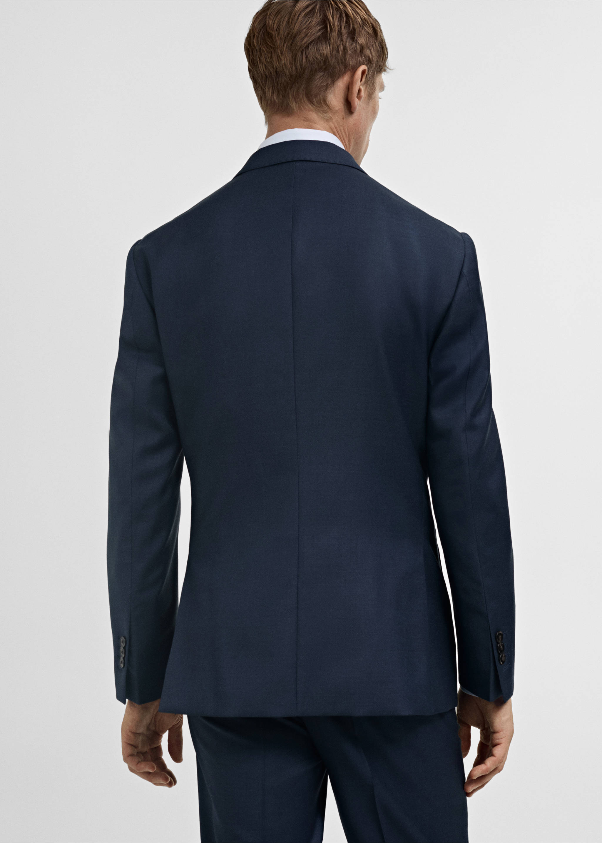 Venice 100% virgin wool suit jacket - Reverse of the article, Dark Navy. Ref: 77056005-00.