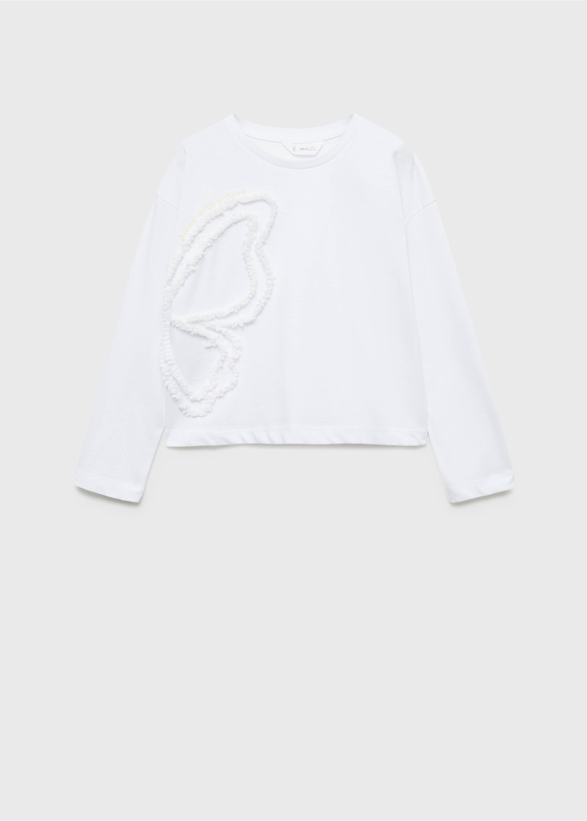 Broderad detalj t-shirt - Artikel utan modell, Benvit. Ref: 77056006-00.