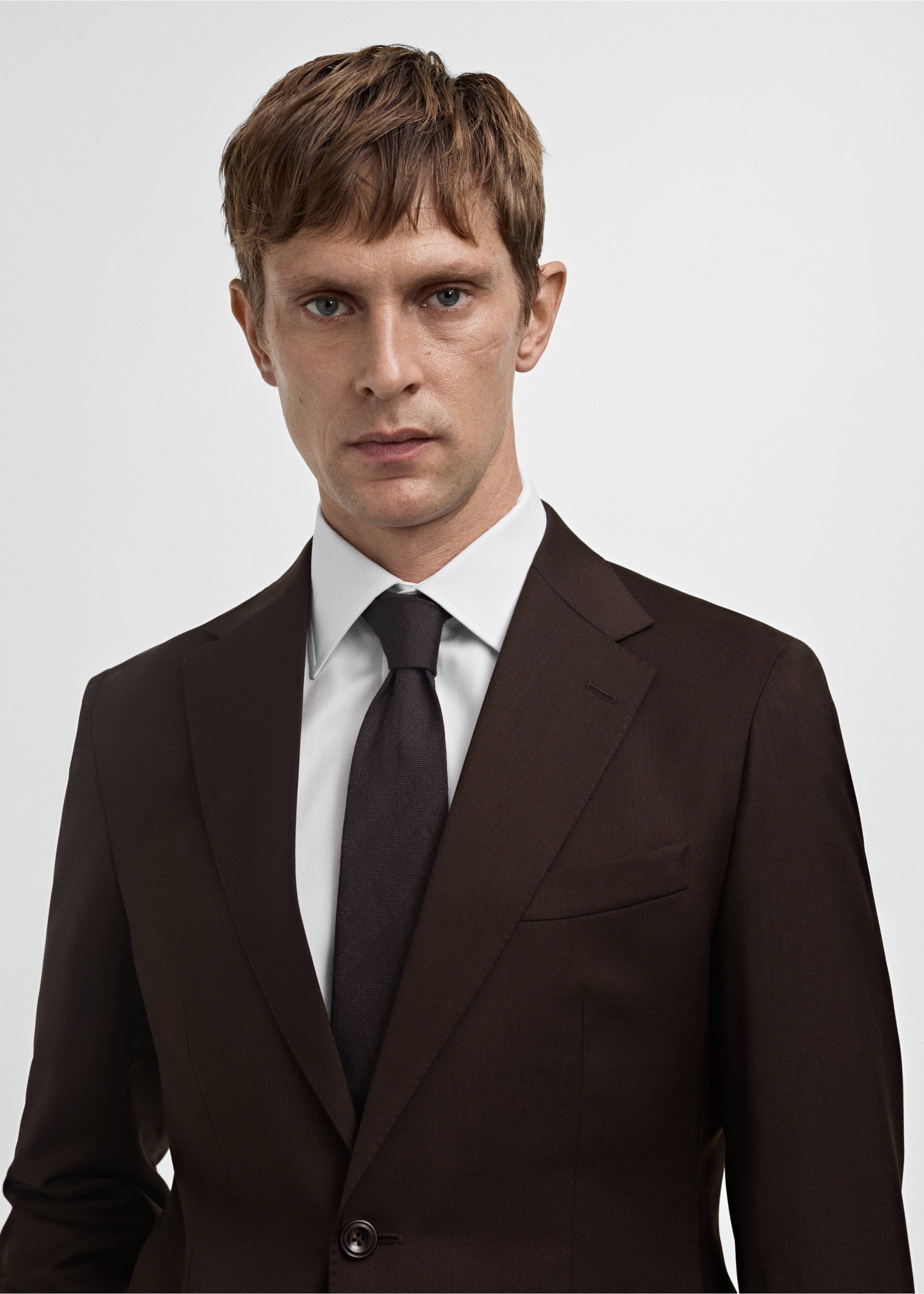 Venice 100% virgin wool suit jacket - Details of the article 1, Brown. Ref: 77056007-00.