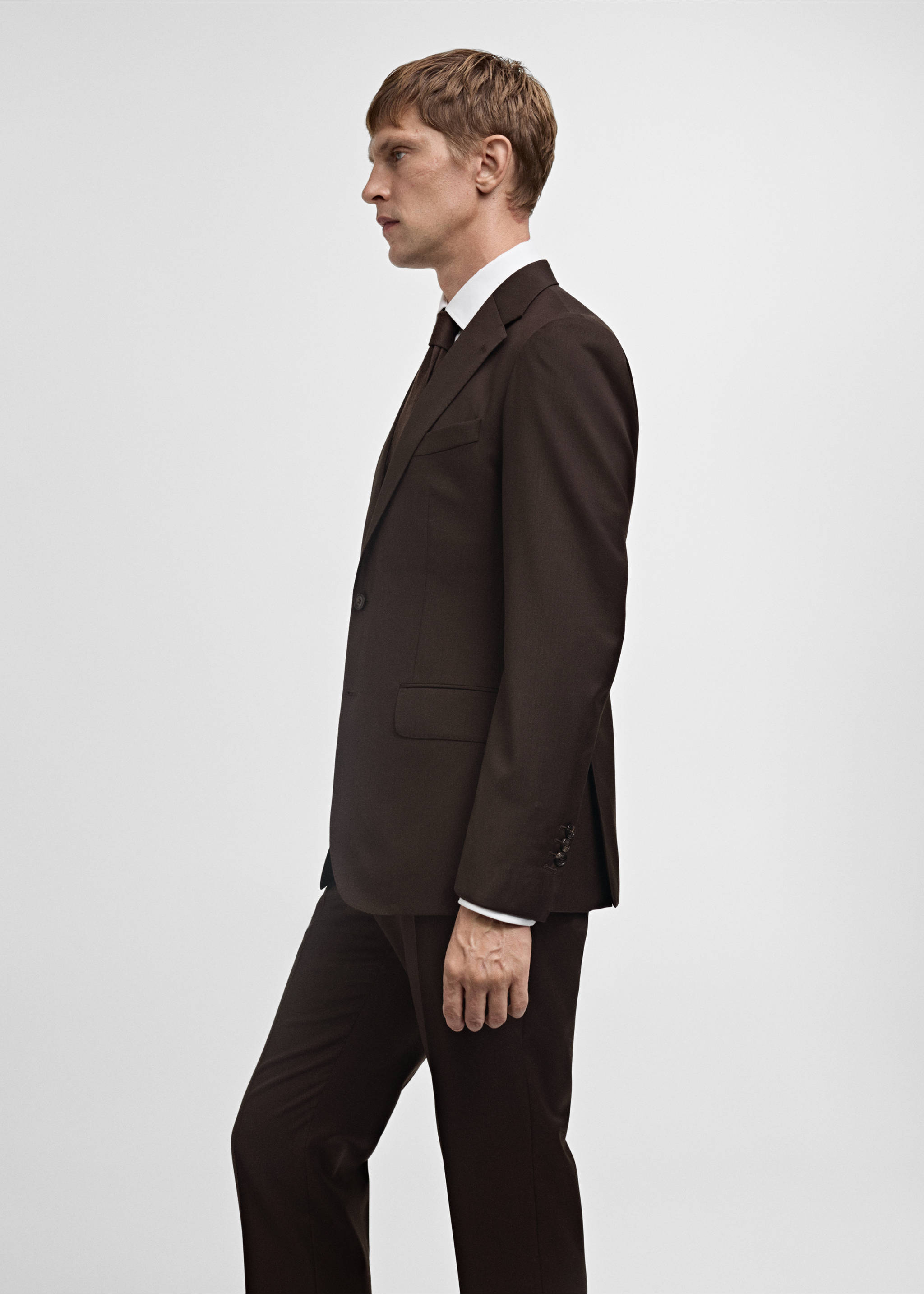 Venice 100% virgin wool suit jacket - Details of the article 2, Brown. Ref: 77056007-00.