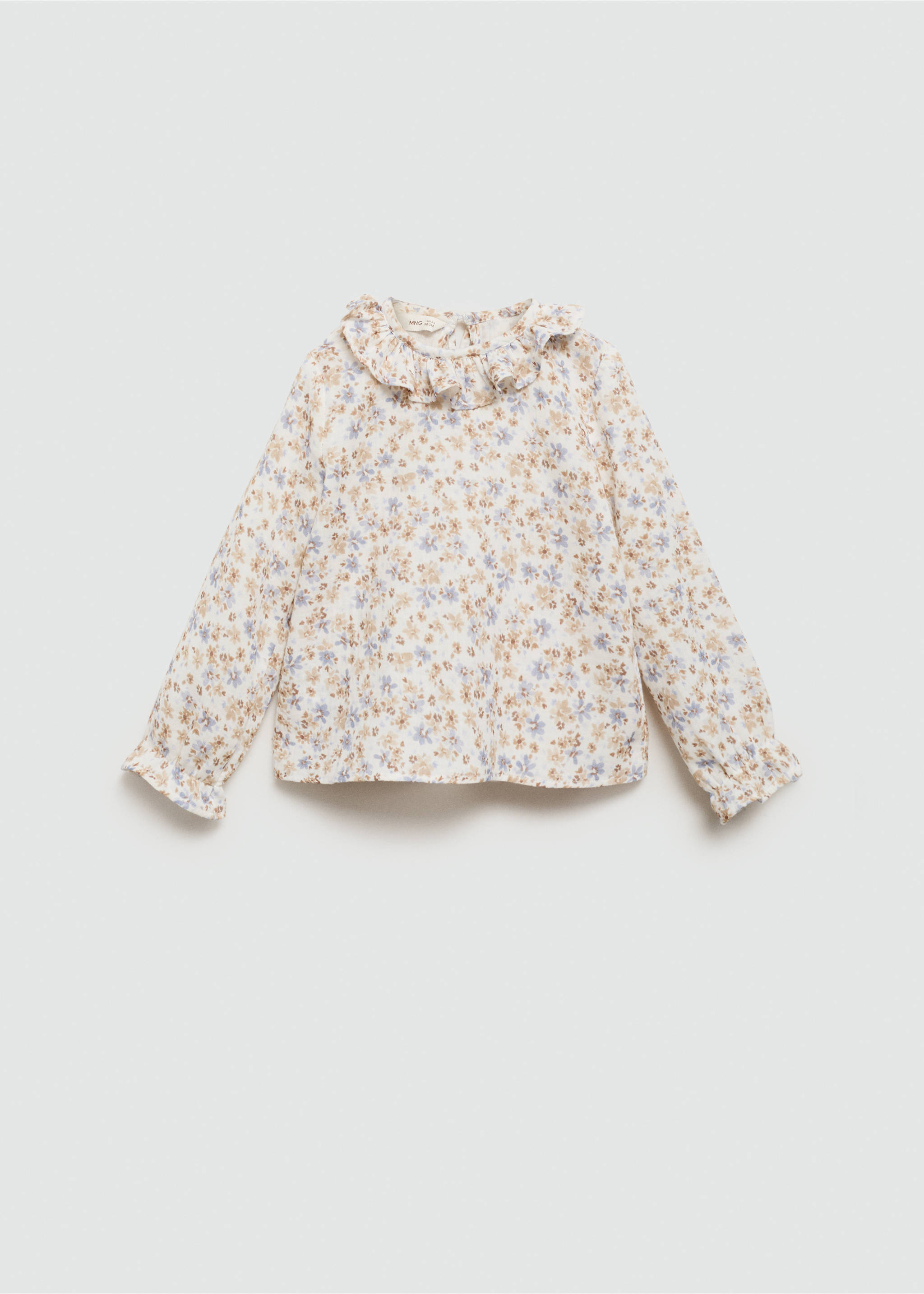 Blouse fleurie volants - Article sans modèle, Blanc. Ref: 77056343-00.