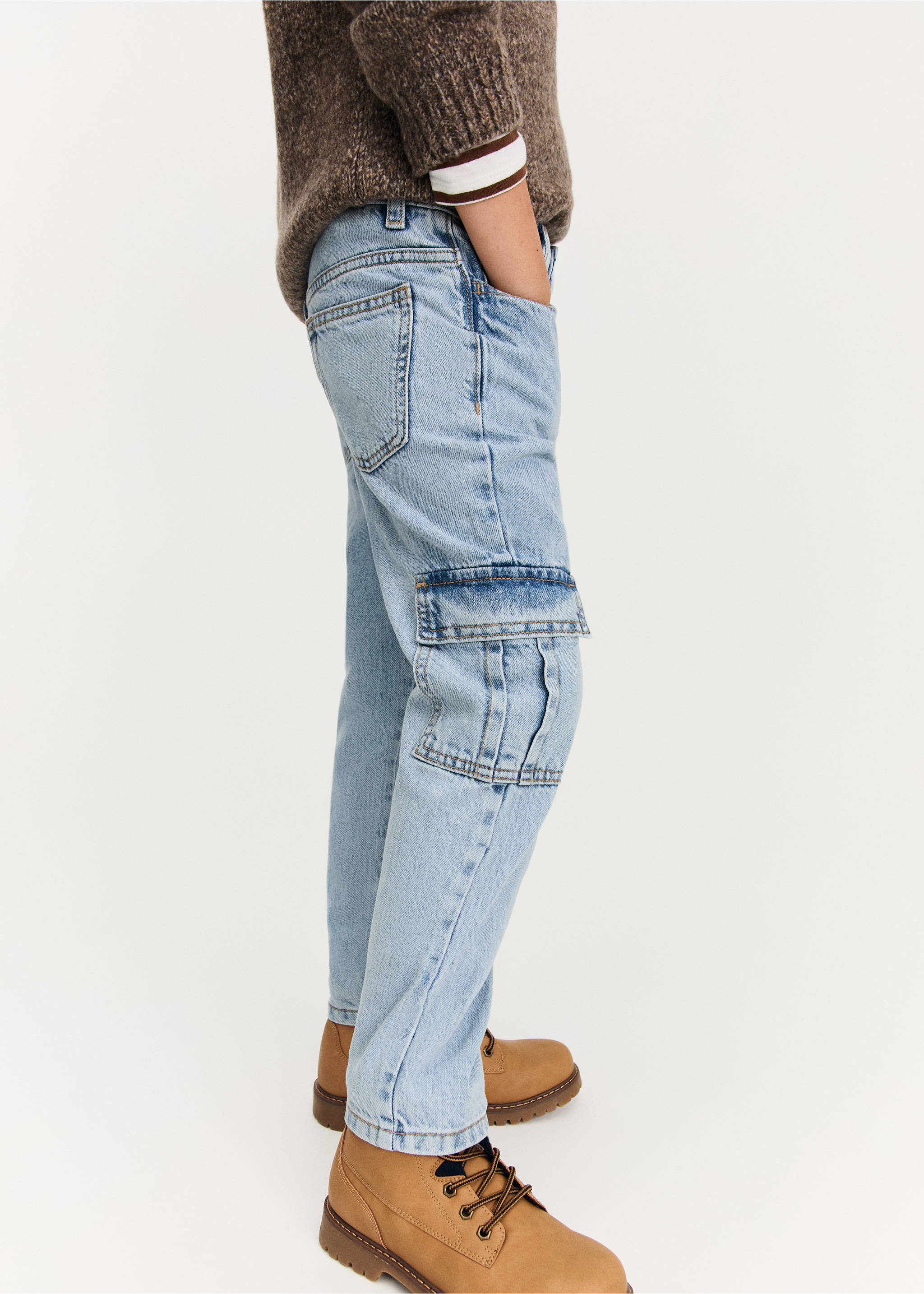 Pocket cargo jeans - Medium plane, Light Blue. Ref: 77056349-00.