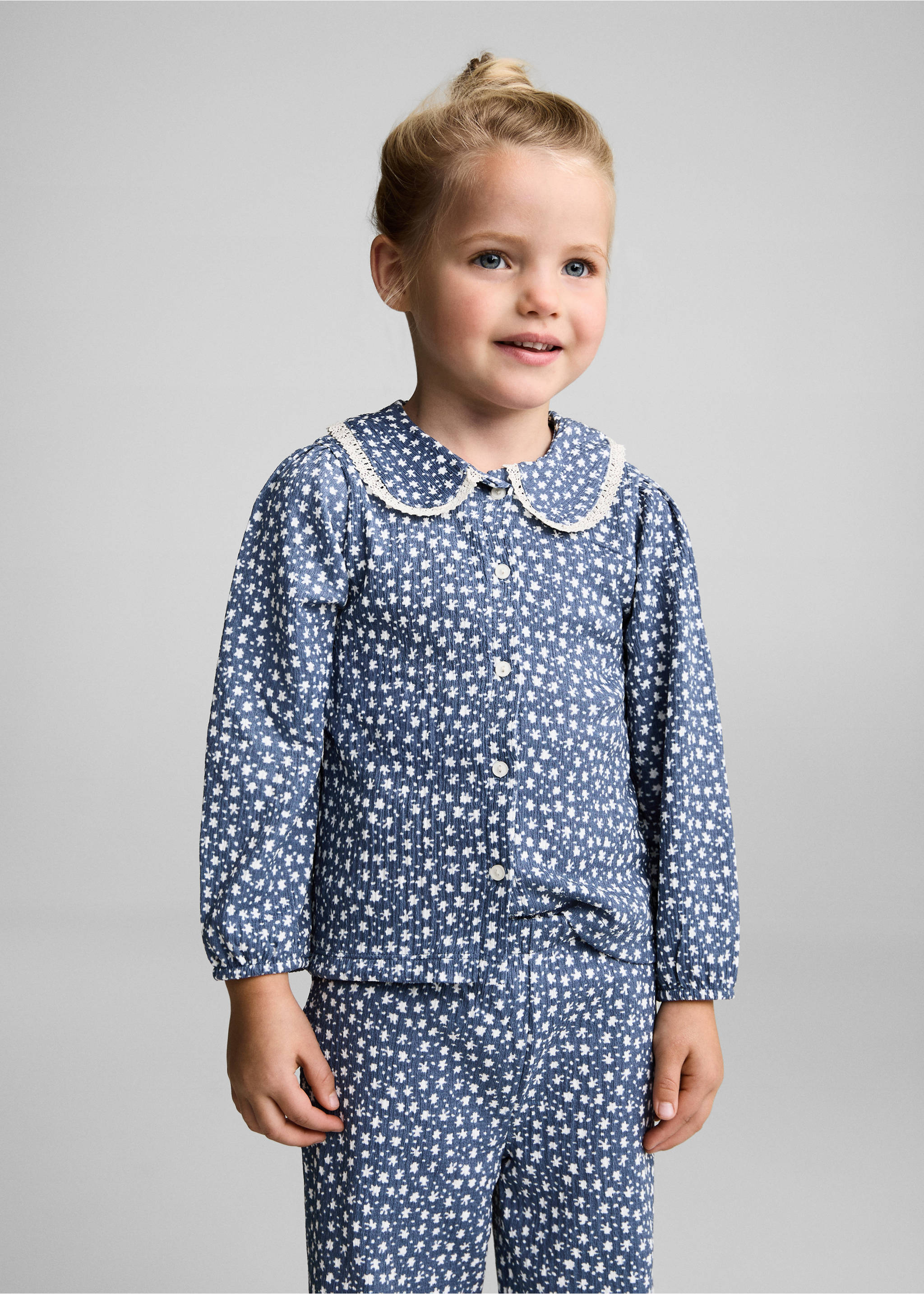 Pantalon flare imprimé - Plan moyen, Bleu. Ref: 77056352-00.