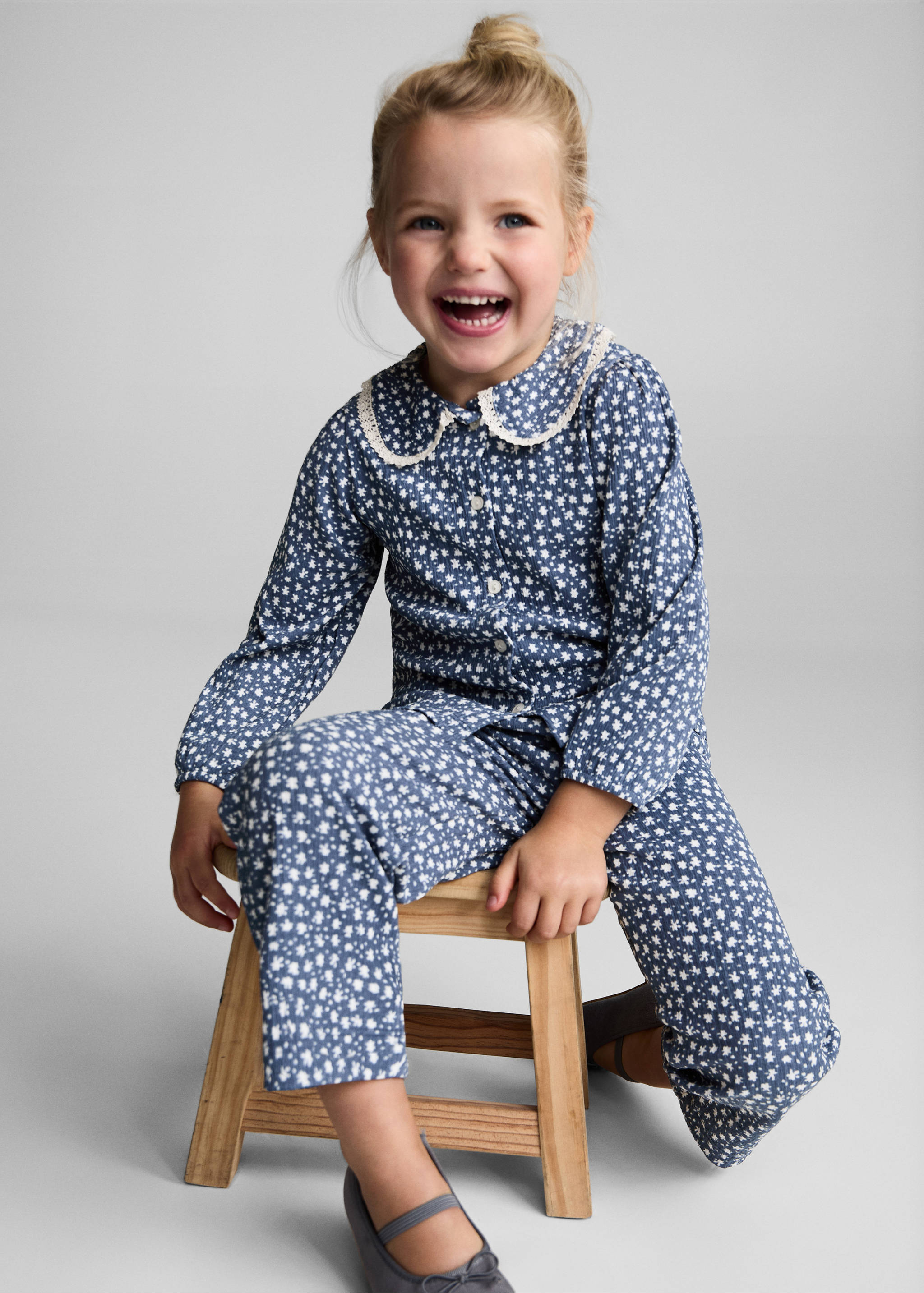 Pantalon flare imprimé - Détail de l'article 1, Bleu. Ref: 77056352-00.