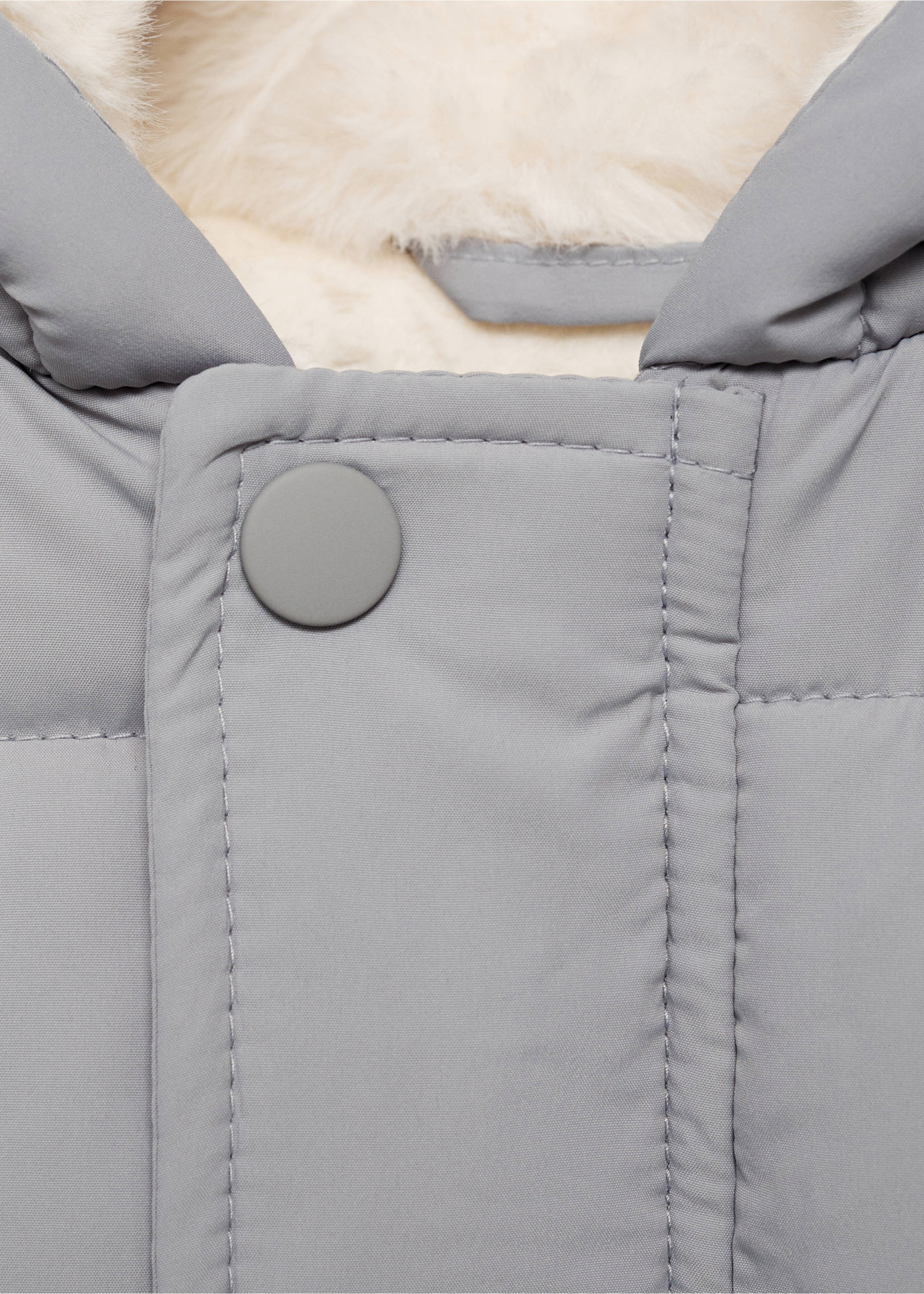 Fur-effect one piece suit - Details of the article 8, Grey. Ref: 77056719-00.