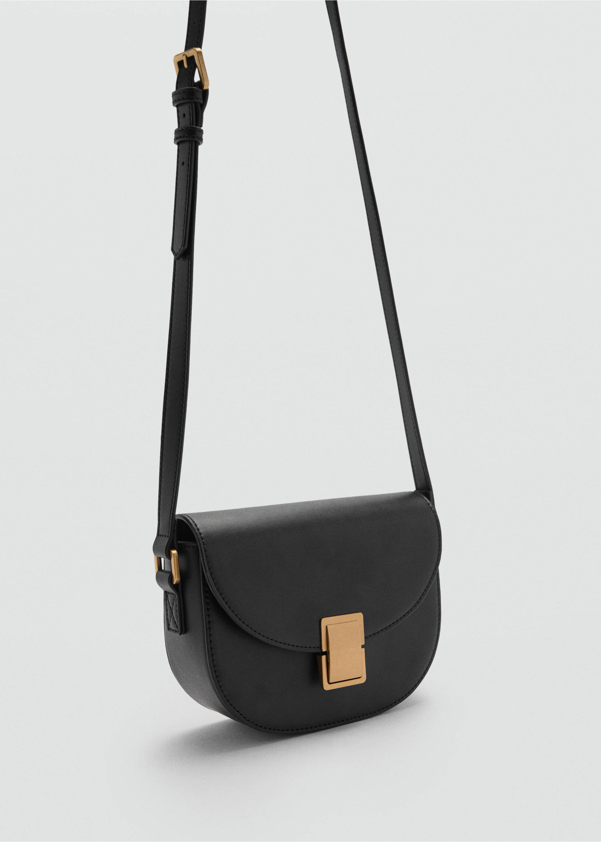 Bolso bandolera cierre metálico - Plano medio, Negro. Ref: 77056720-00.