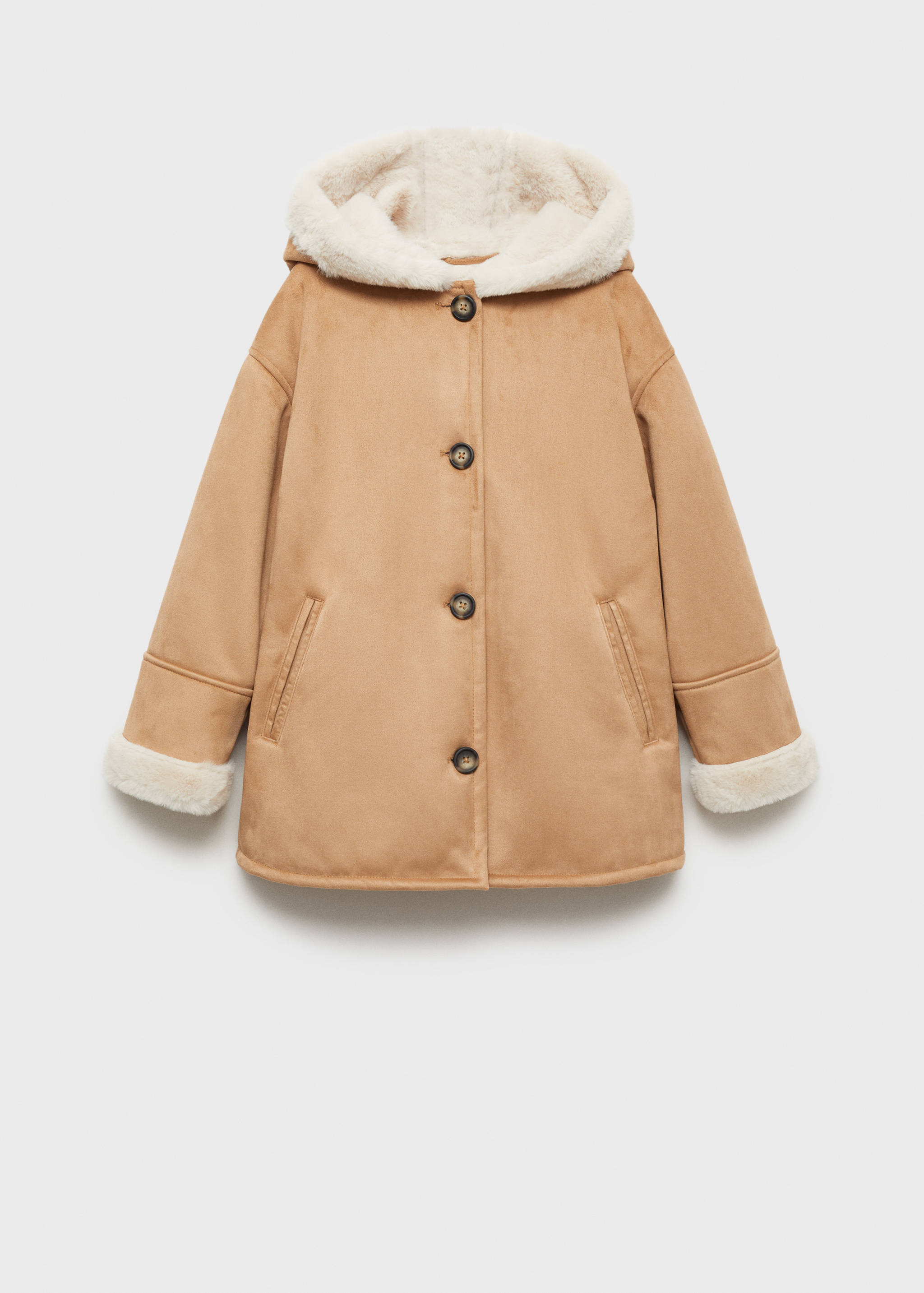 Fur and suede-effect coat - Article without model