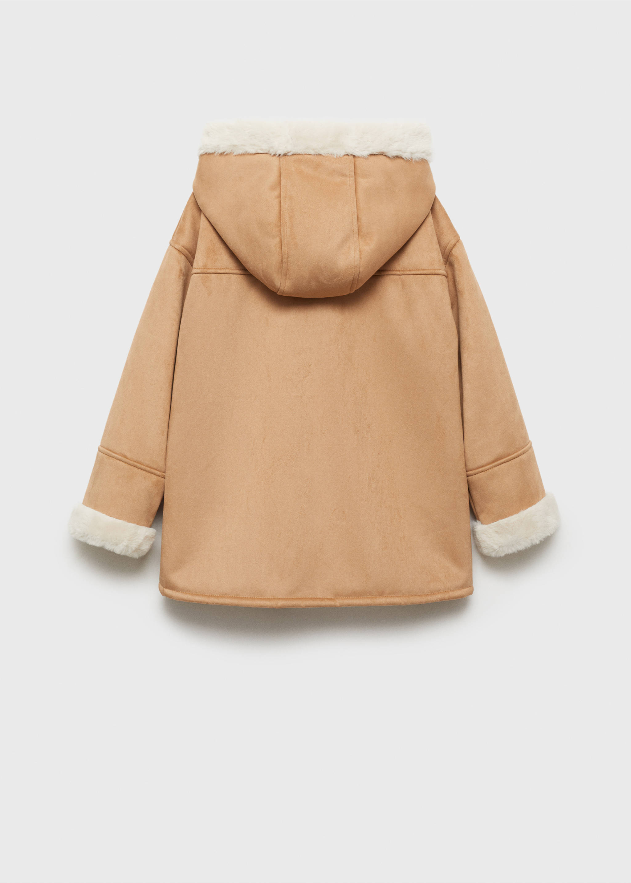 Fur and suede-effect coat - Reverse of the article, Medium Brown. Ref: 77056725-00.