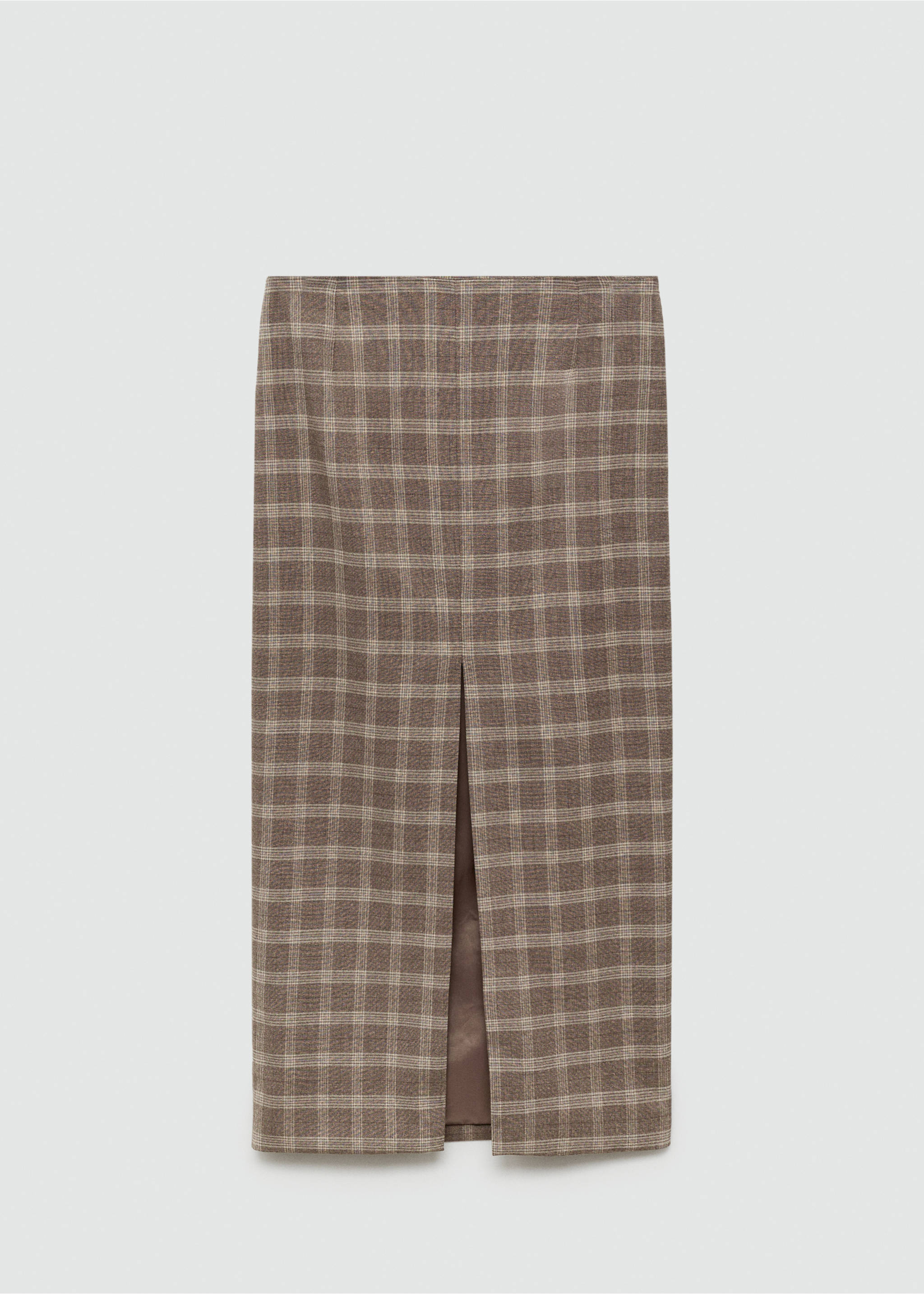 Check skirt with slit - Article without model, Beige. Ref: 77056727-00.