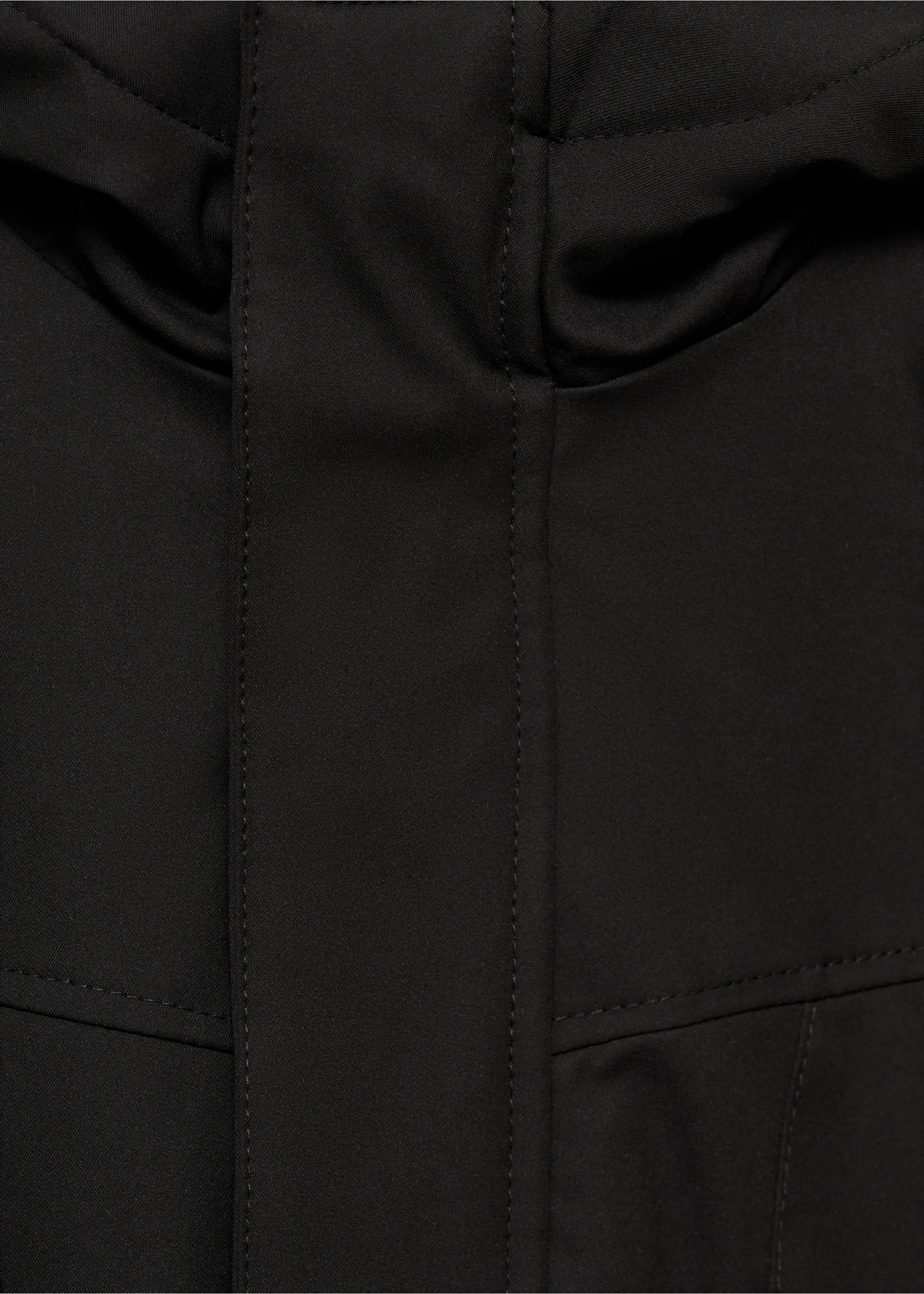 Water-repellent hood puffer coat - Details of the article 8, Black. Ref: 77056729-00.