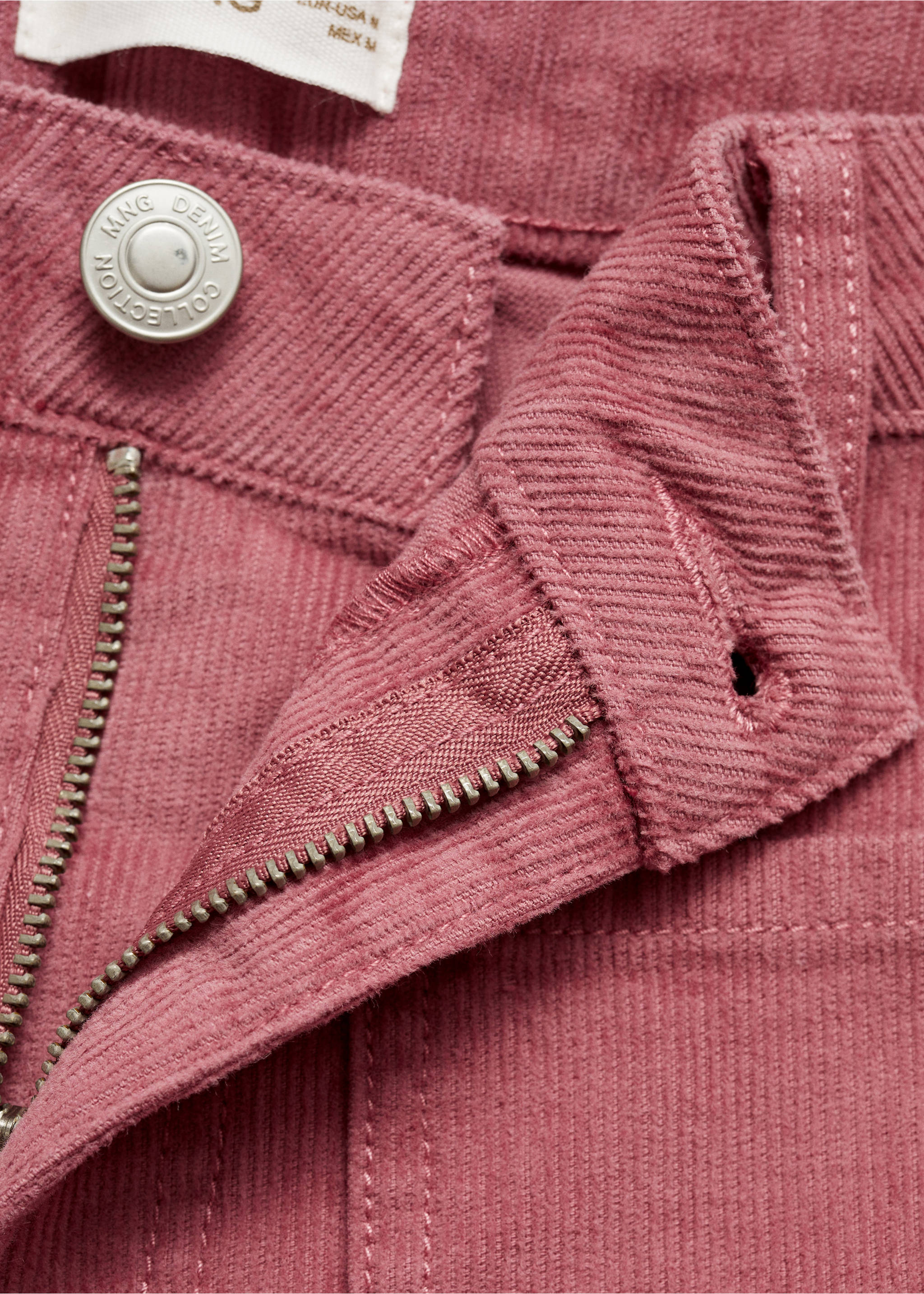 Pantalon flare velours côtelé - Détail de l'article 0, Cerise. Ref: 77056741-00.