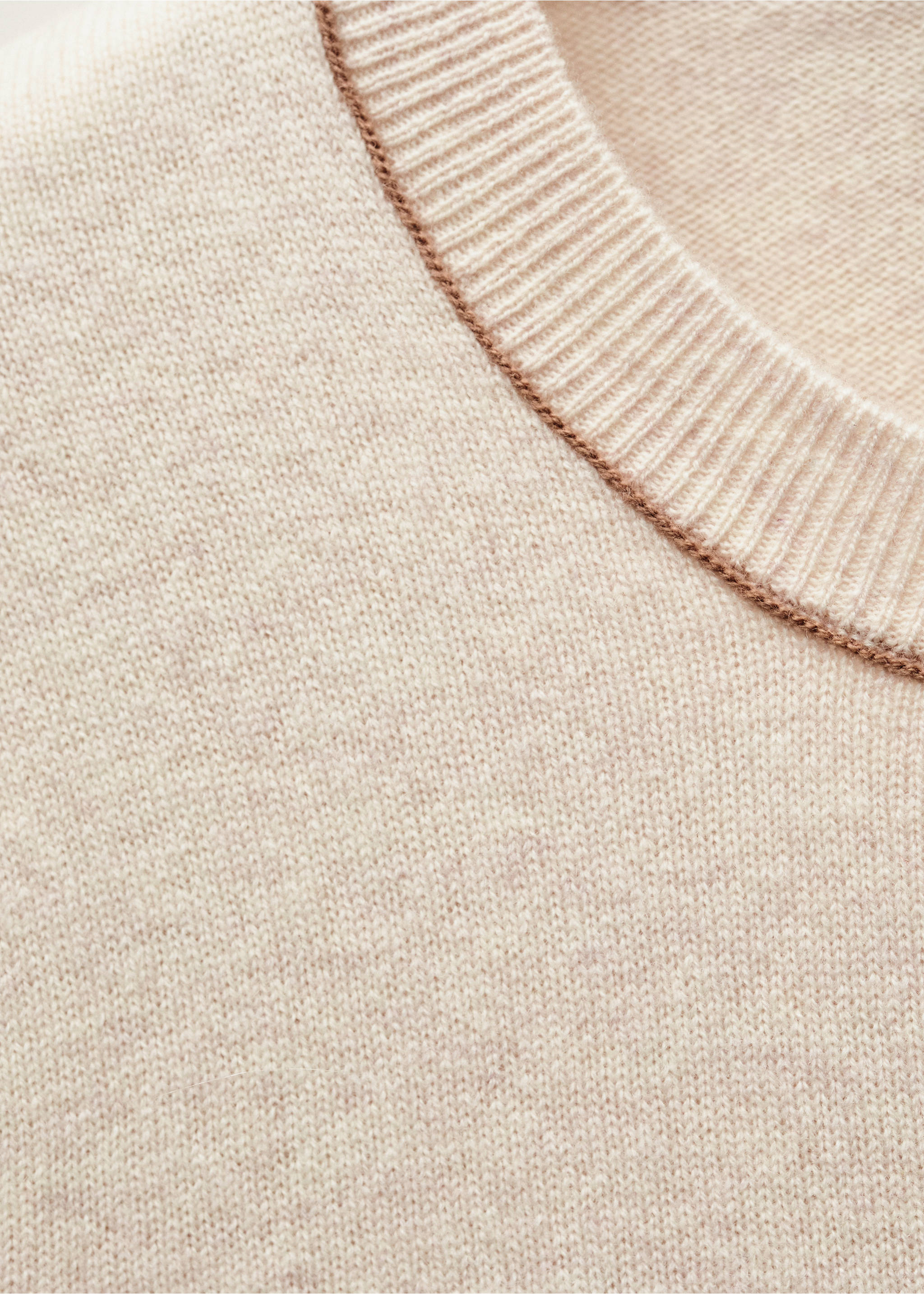 Wool cardigan with decorative stitching - Details of the article 8, Beige. Ref: 77056743-00.