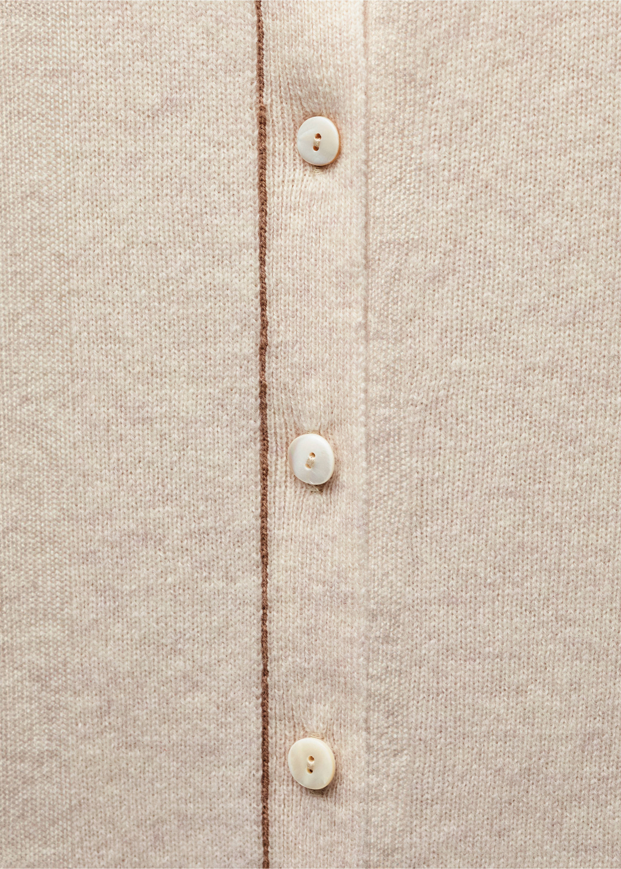 Wool cardigan with decorative stitching - Details of the article 0, Beige. Ref: 77056743-00.