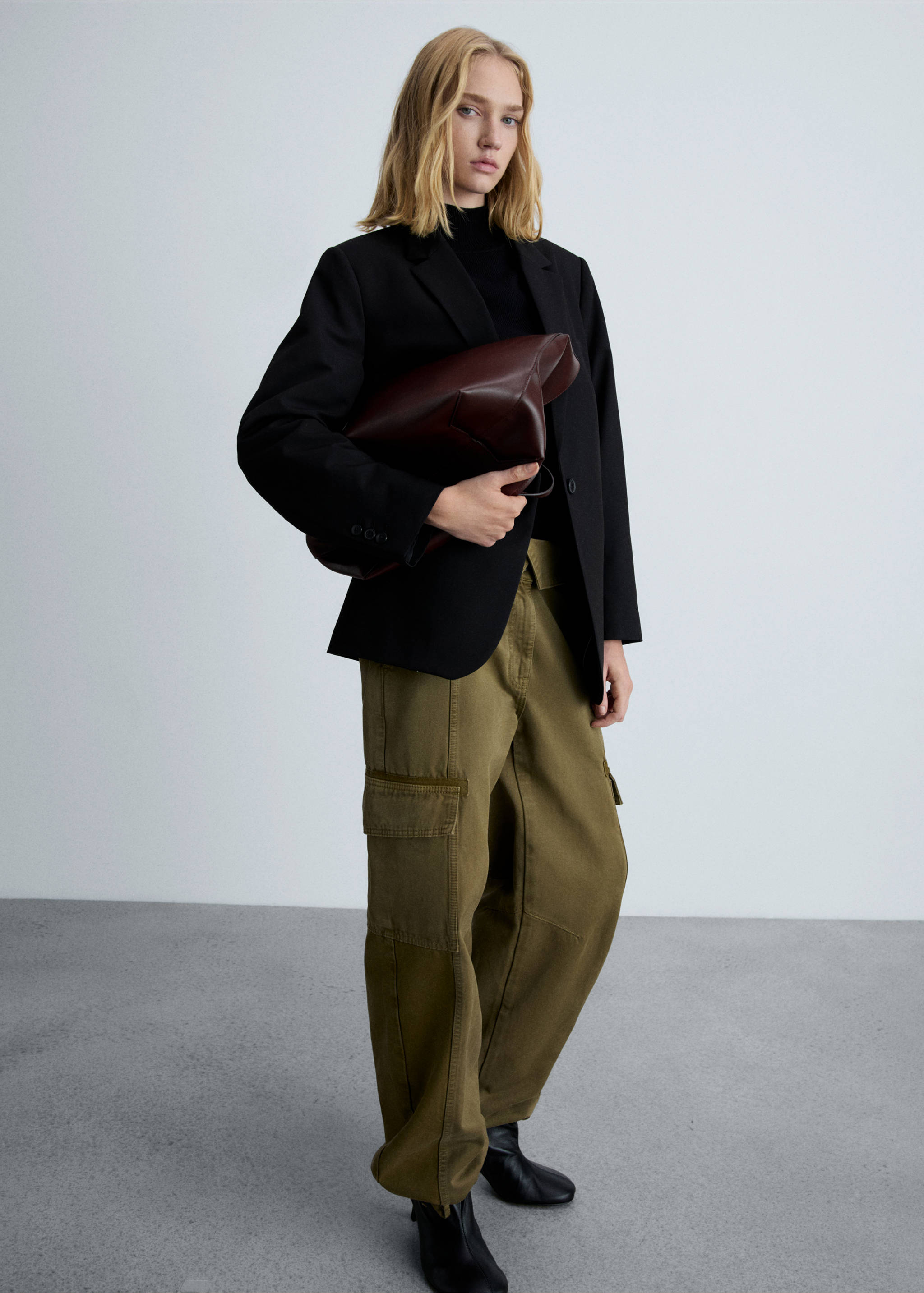 Shopper bag with metallic detail - General plane, Brown. Ref: 77056746-00.