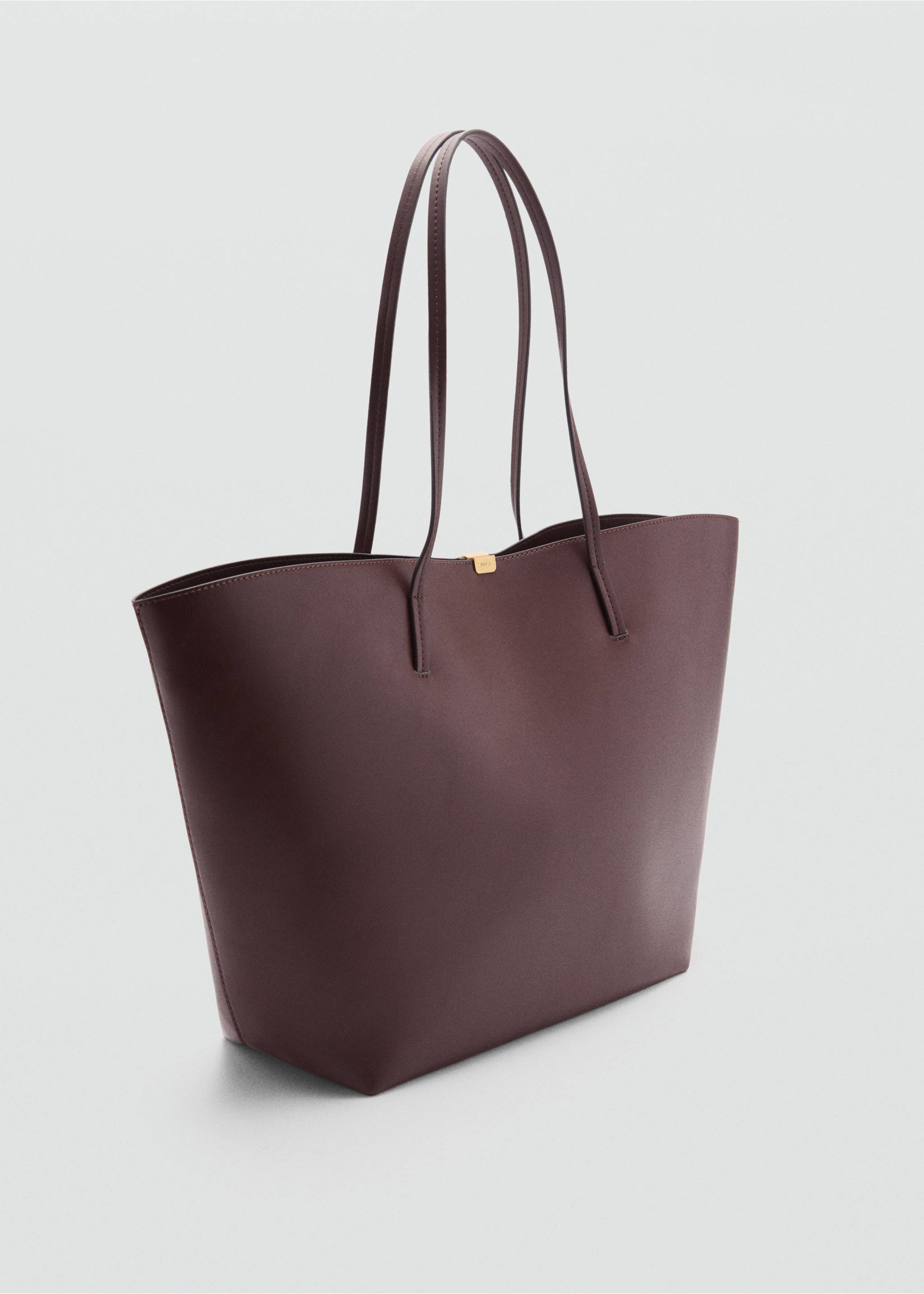 Shopper bag with metallic detail - Medium plane, Brown. Ref: 77056746-00.