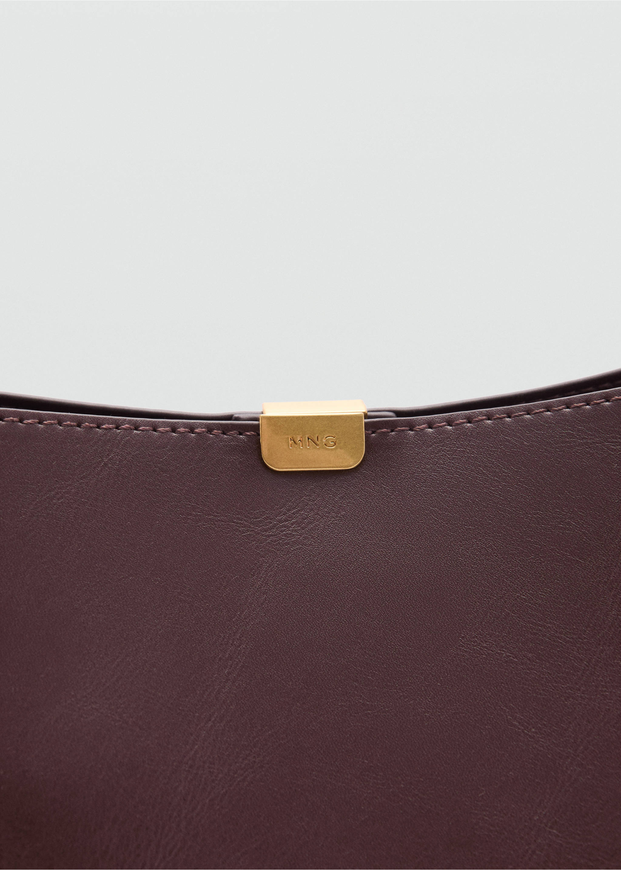 Shopper bag with metallic detail - Details of the article 1, Brown. Ref: 77056746-00.