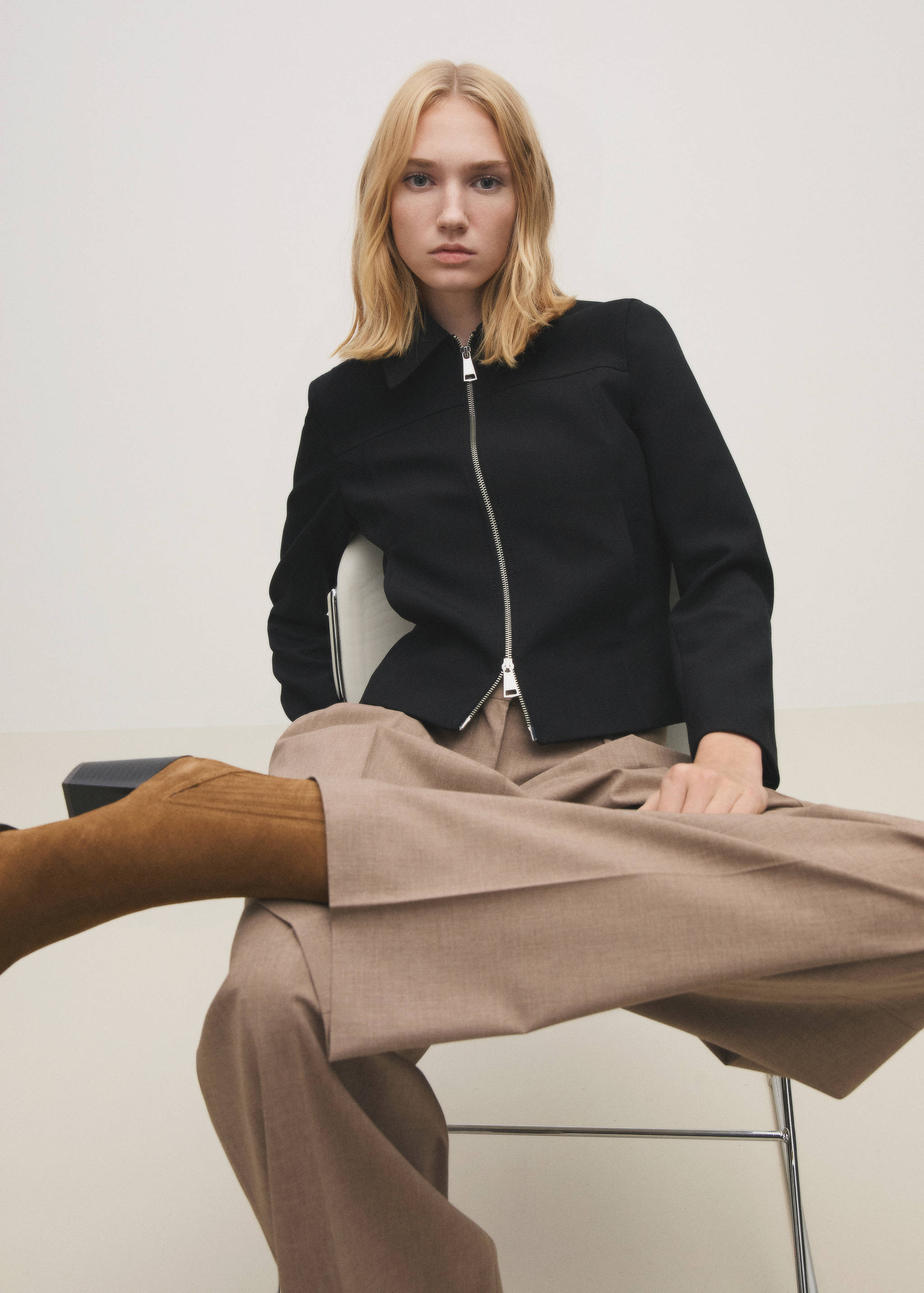 Suede block-heel boots - General plane