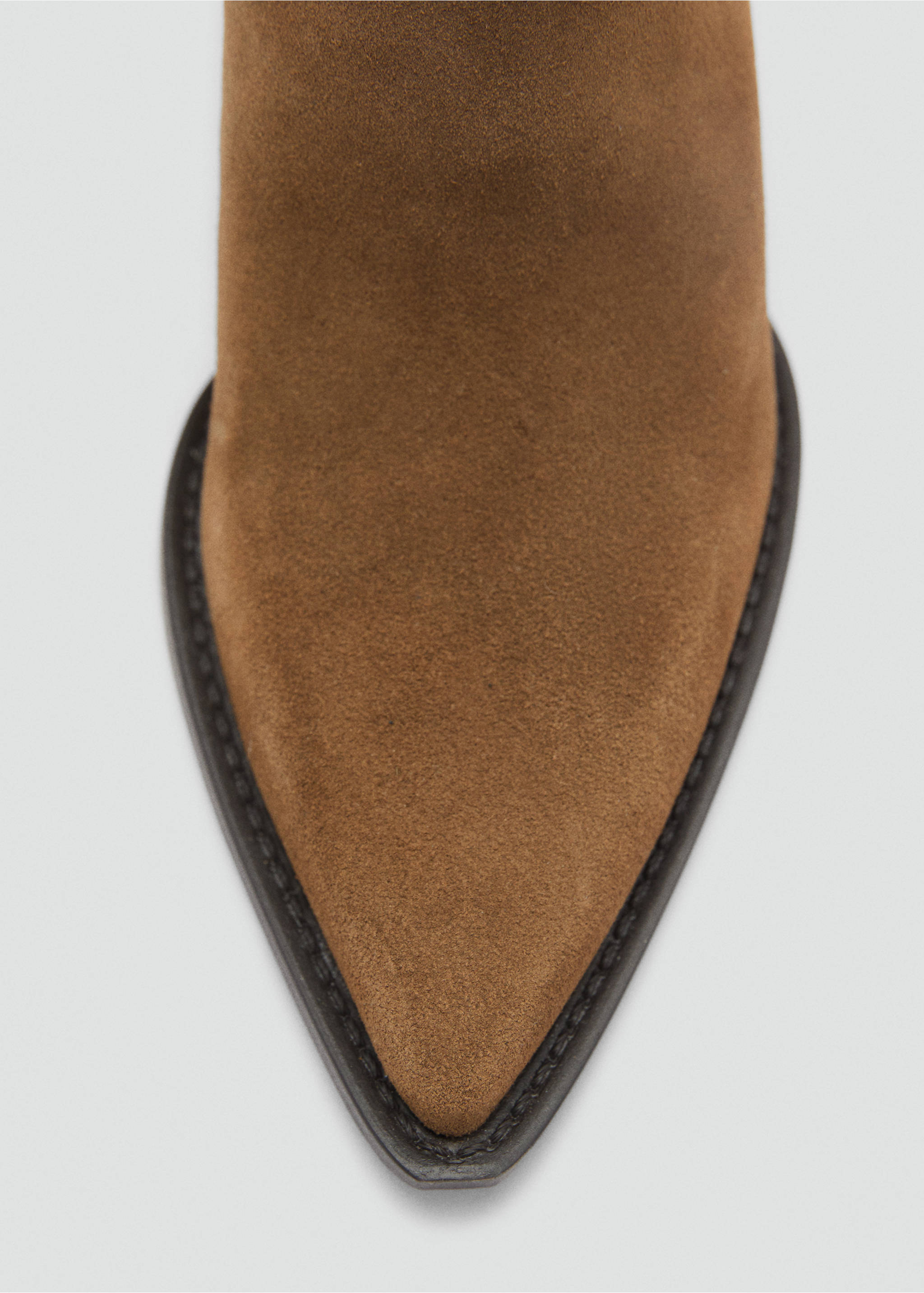 Suede block-heel boots - Details of the article 1, Tobacco Brown. Ref: 77056753-00.