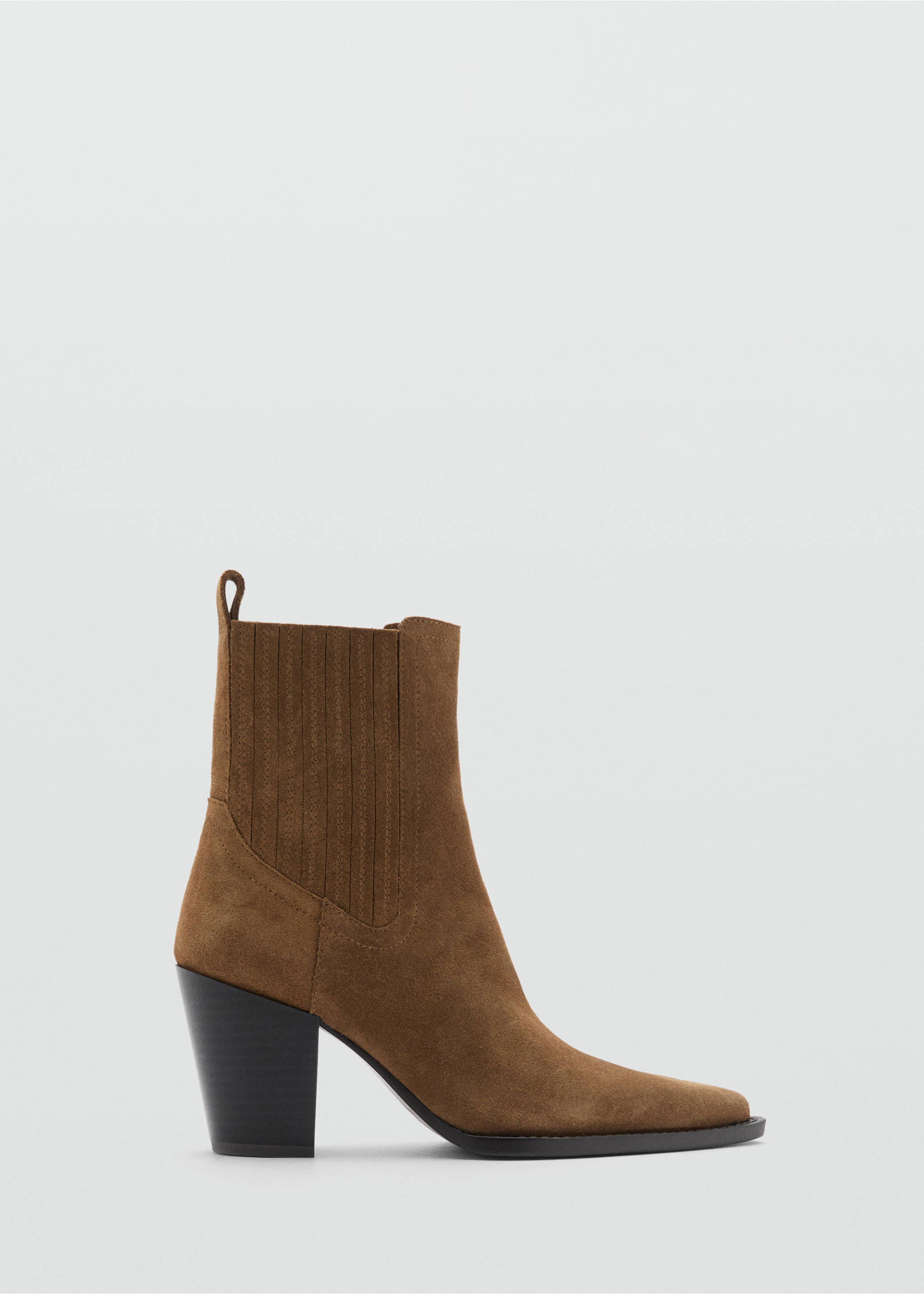 Suede block-heel boots - Article without model, Tobacco Brown. Ref: 77056753-00.