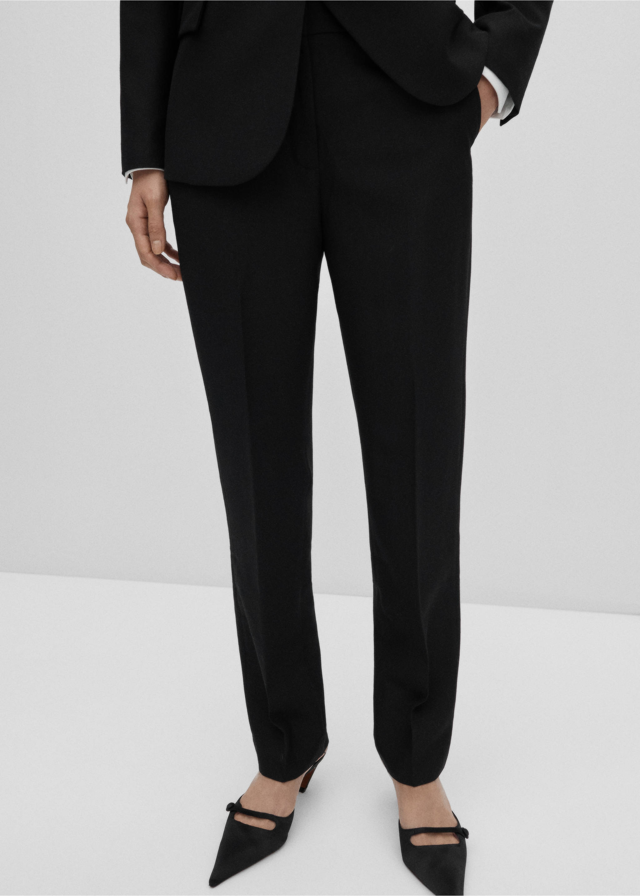 Wool suit trousers - Medium plane, Black. Ref: 77056757-00.