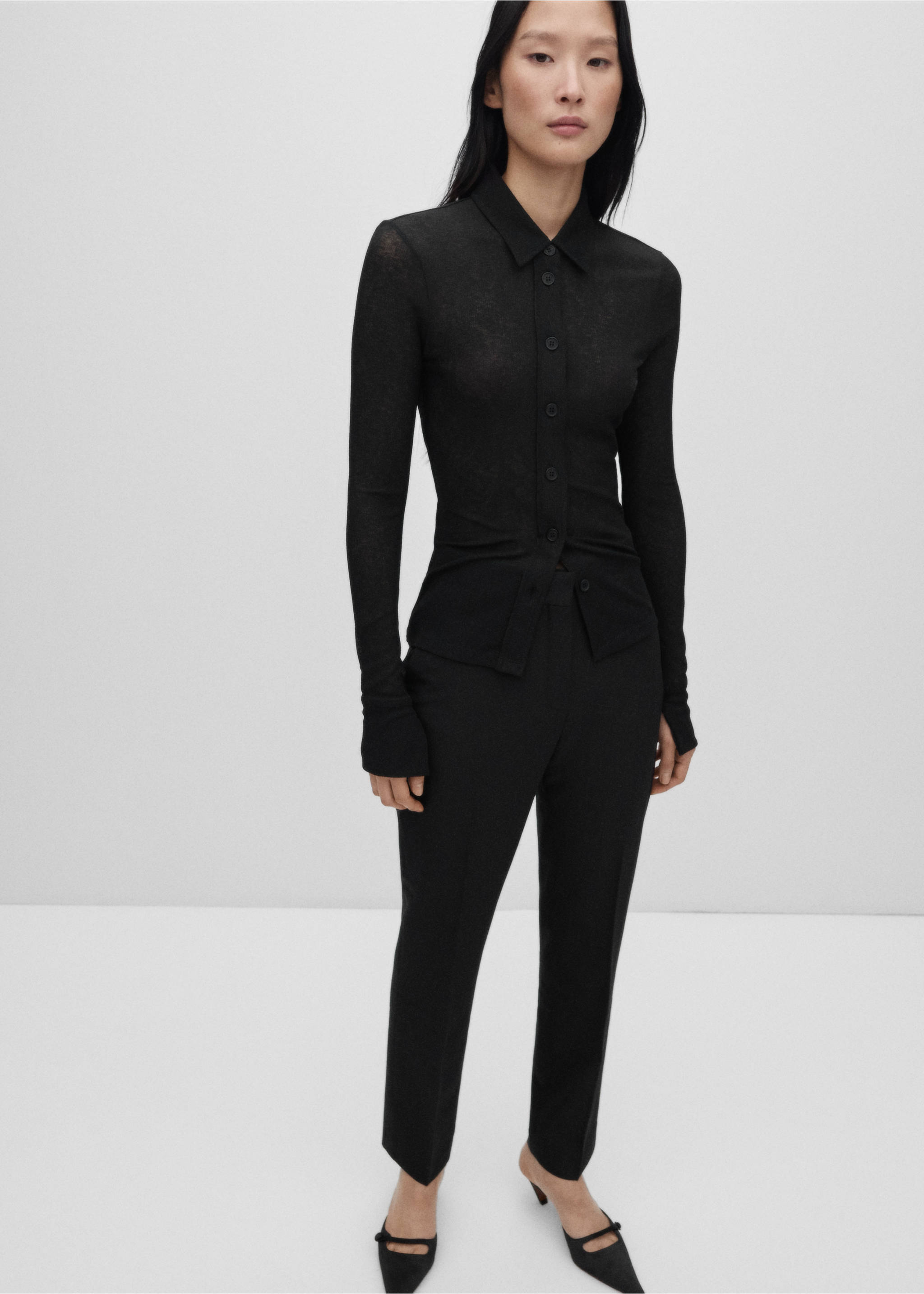 Wool suit trousers - Details of the article 2, Black. Ref: 77056757-00.