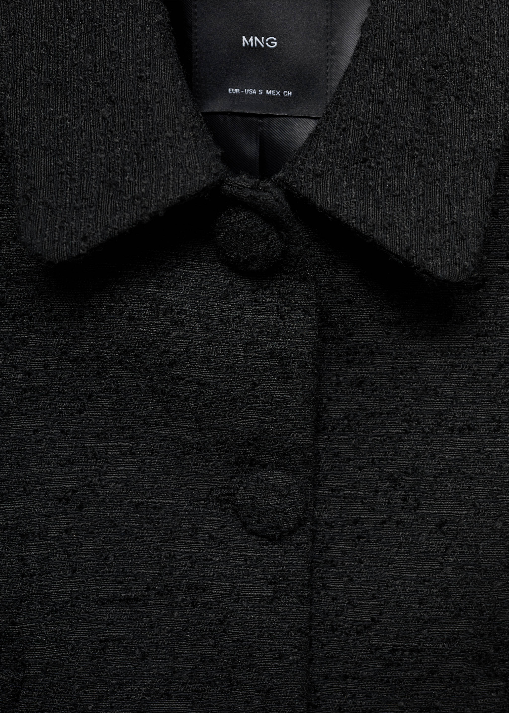 Crop tweed jacket - Details of the article 8, Black. Ref: 77056761-00.