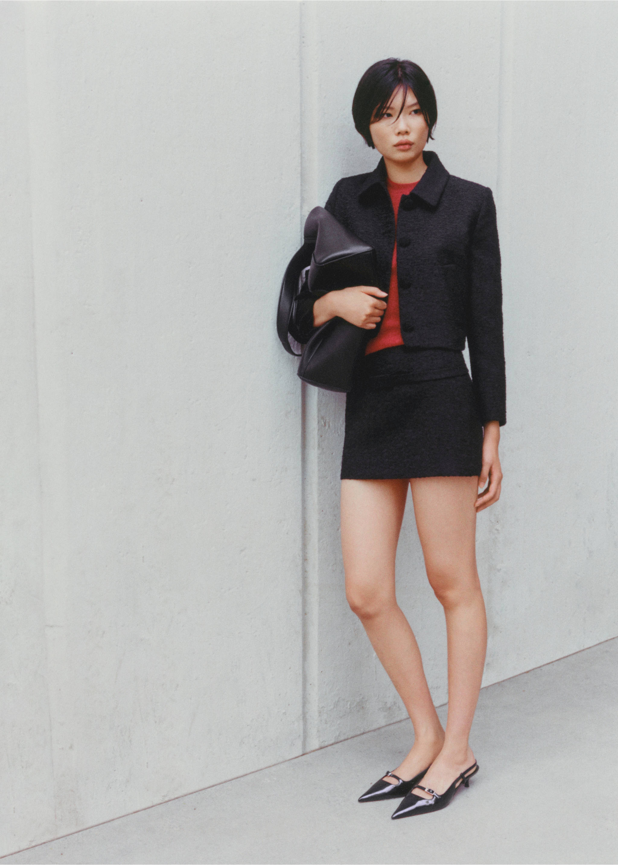 Crop tweed jacket - Details of the article 9, Black. Ref: 77056761-00.