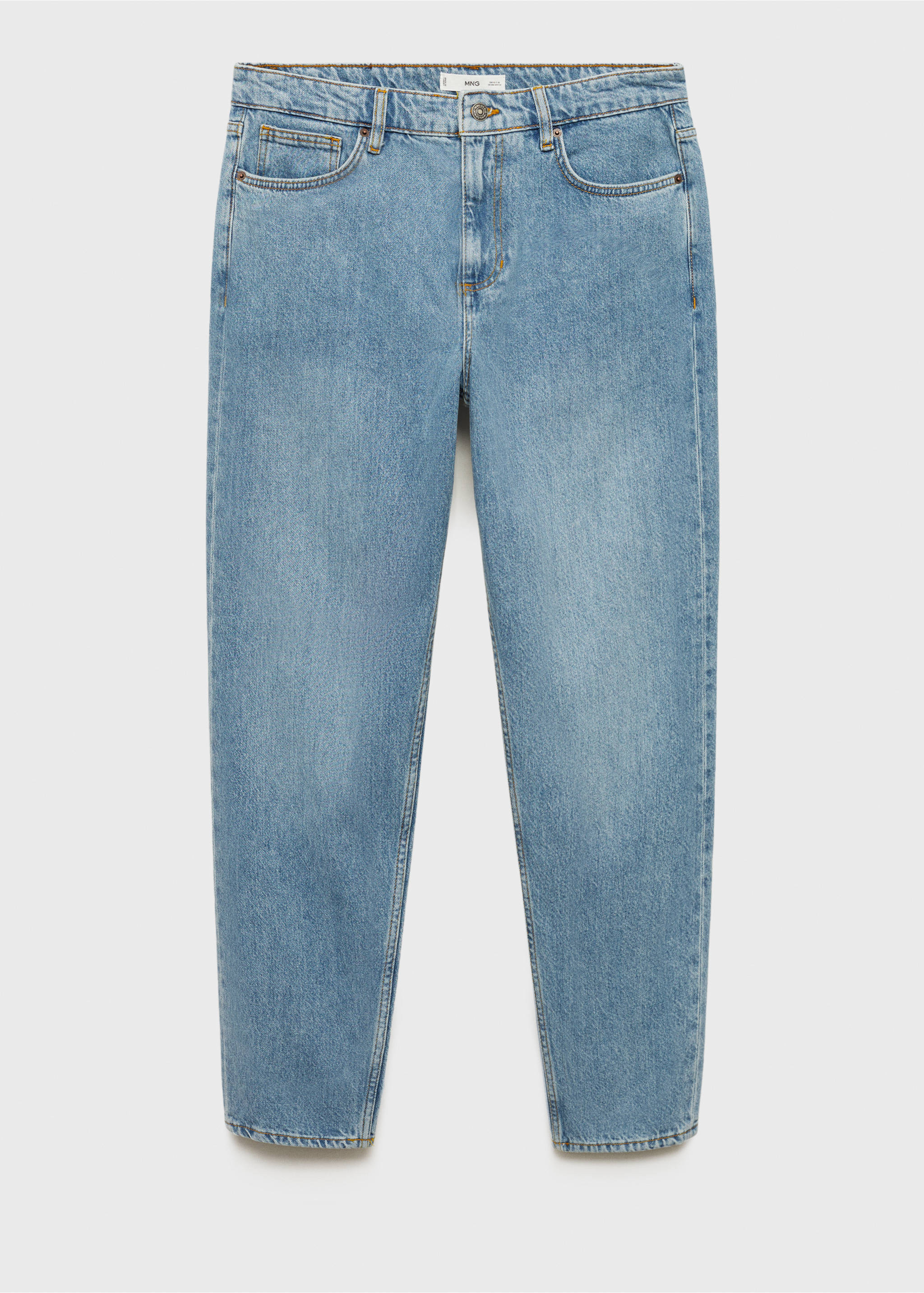 Tapered-fit jeans met lichte wassing - Artikel zonder model, Middenblauw. Ref: 77056765-00.