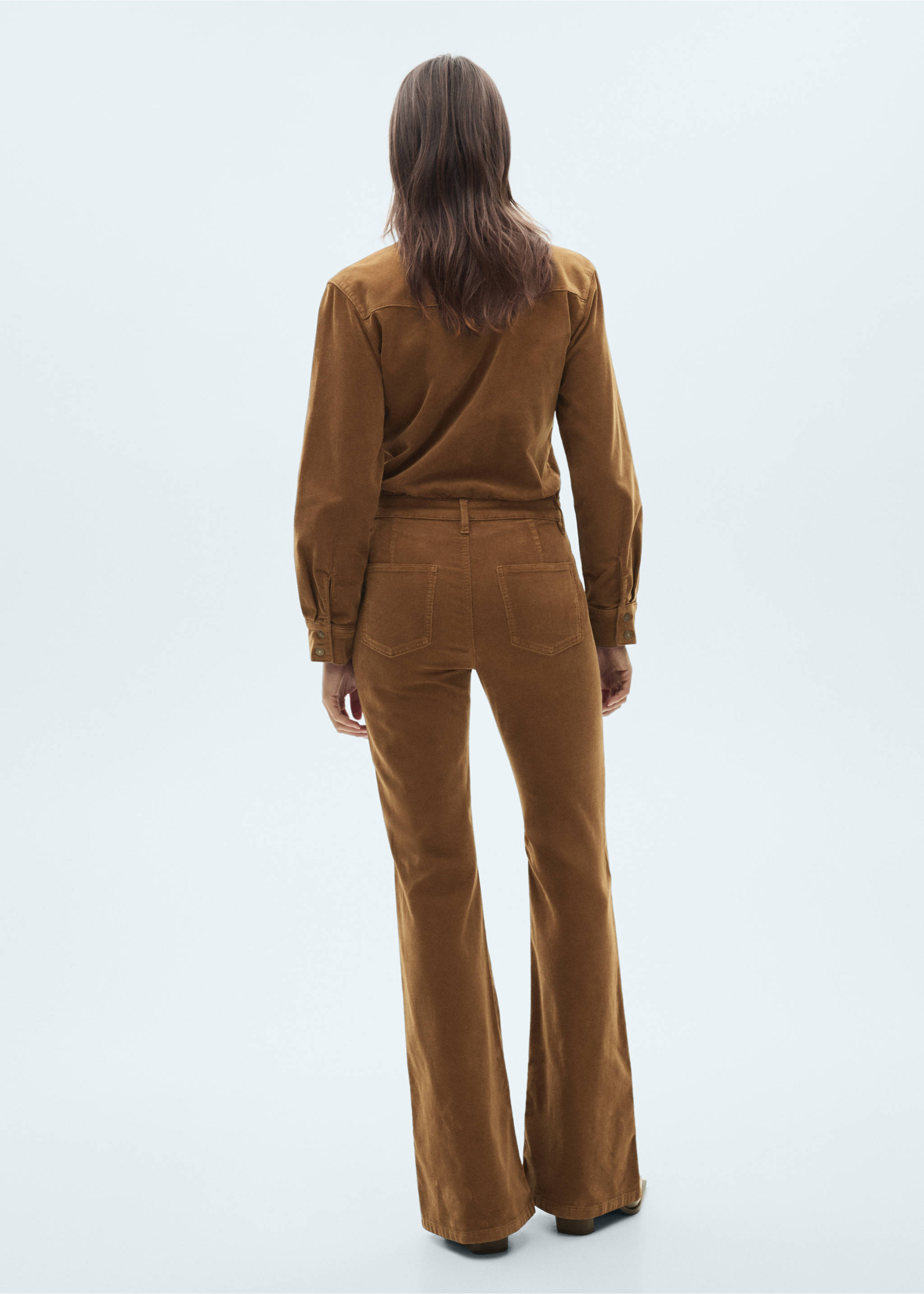 Flared sleeves jumpsuit - Reverse of the article, Medium Brown. Ref: 77057114-00.