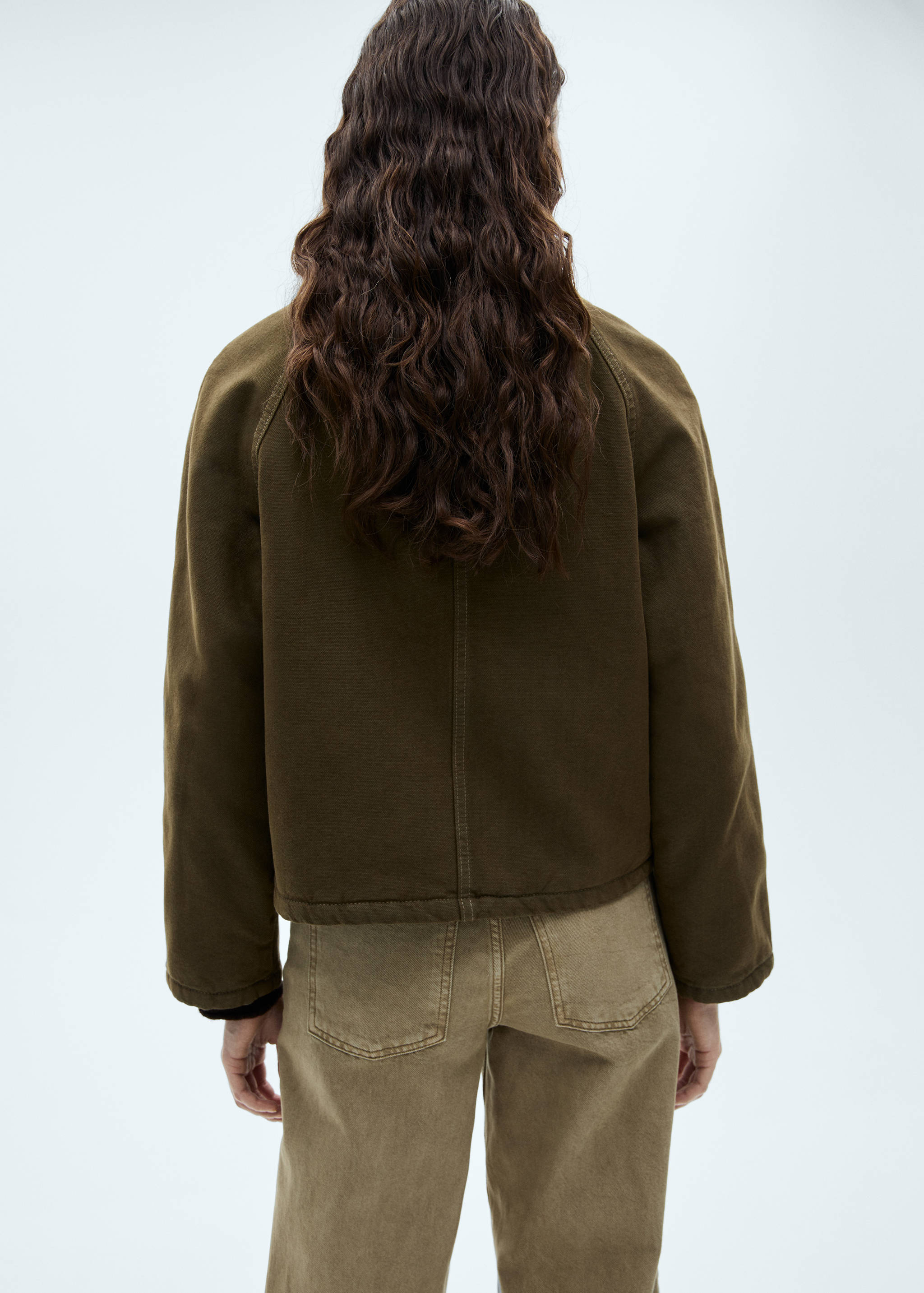 Denim parka with contrasting collar - Reverse of the article