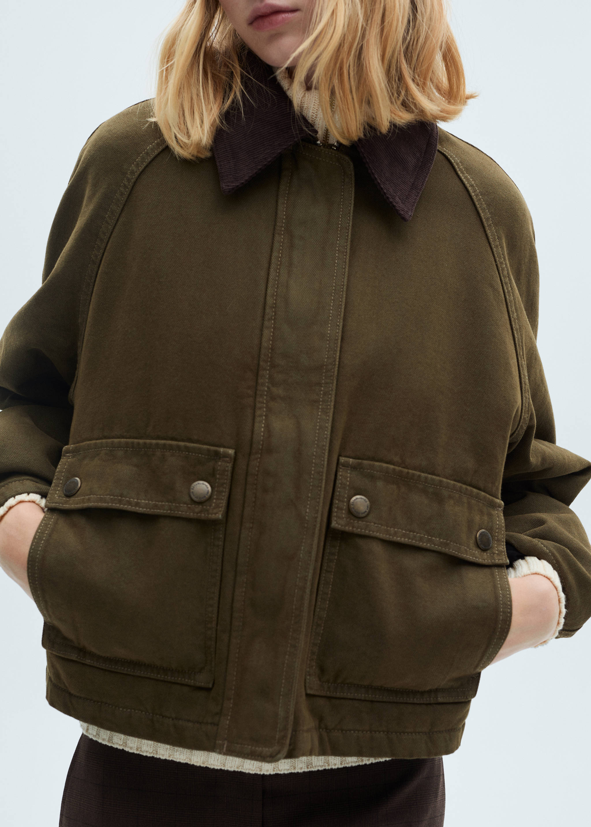 Denim parka with contrasting collar - Details of the article 2