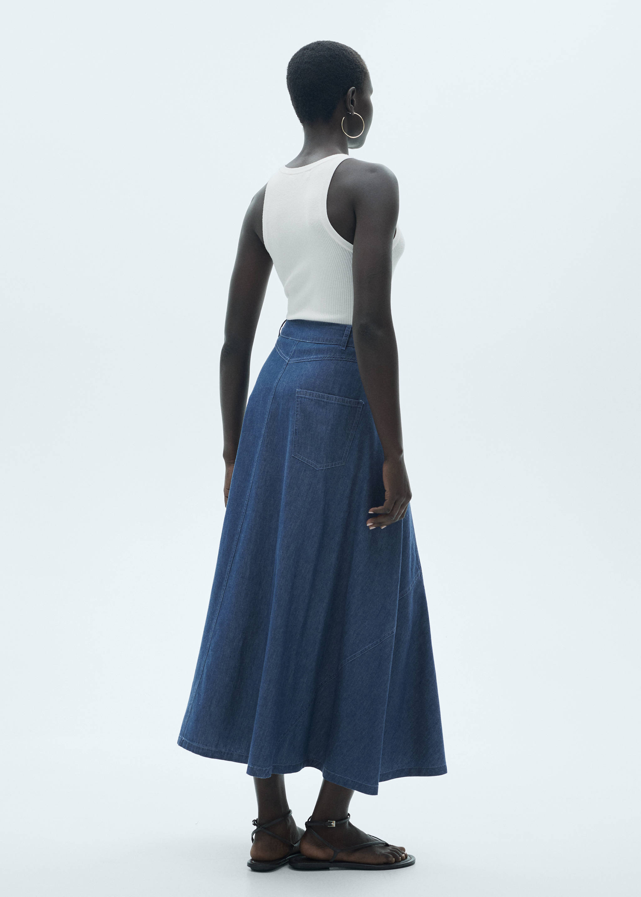 Zipped denim skirt - Reverse of the article