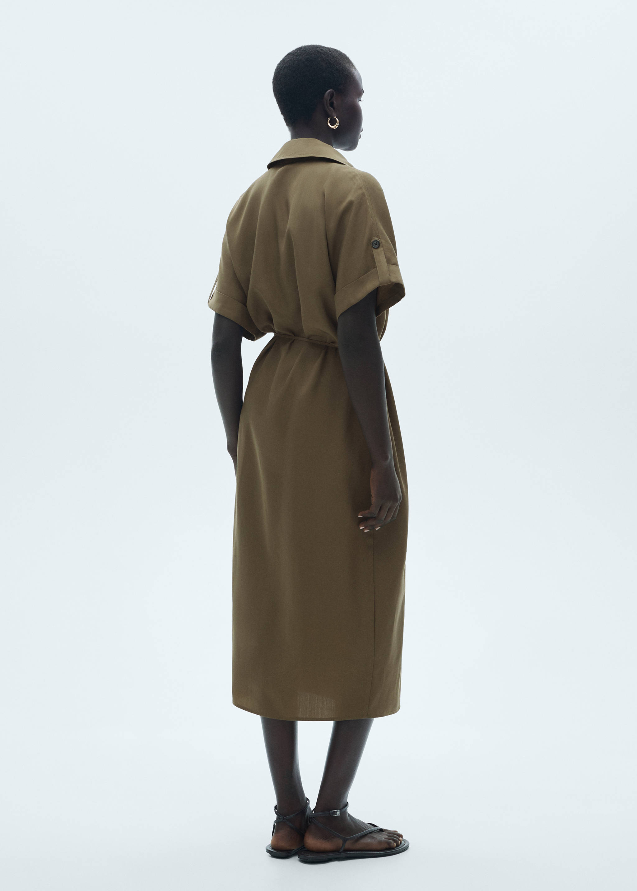 Hemdblusenkleid aus Lyocell mit Schleife - Rückseite des Artikels