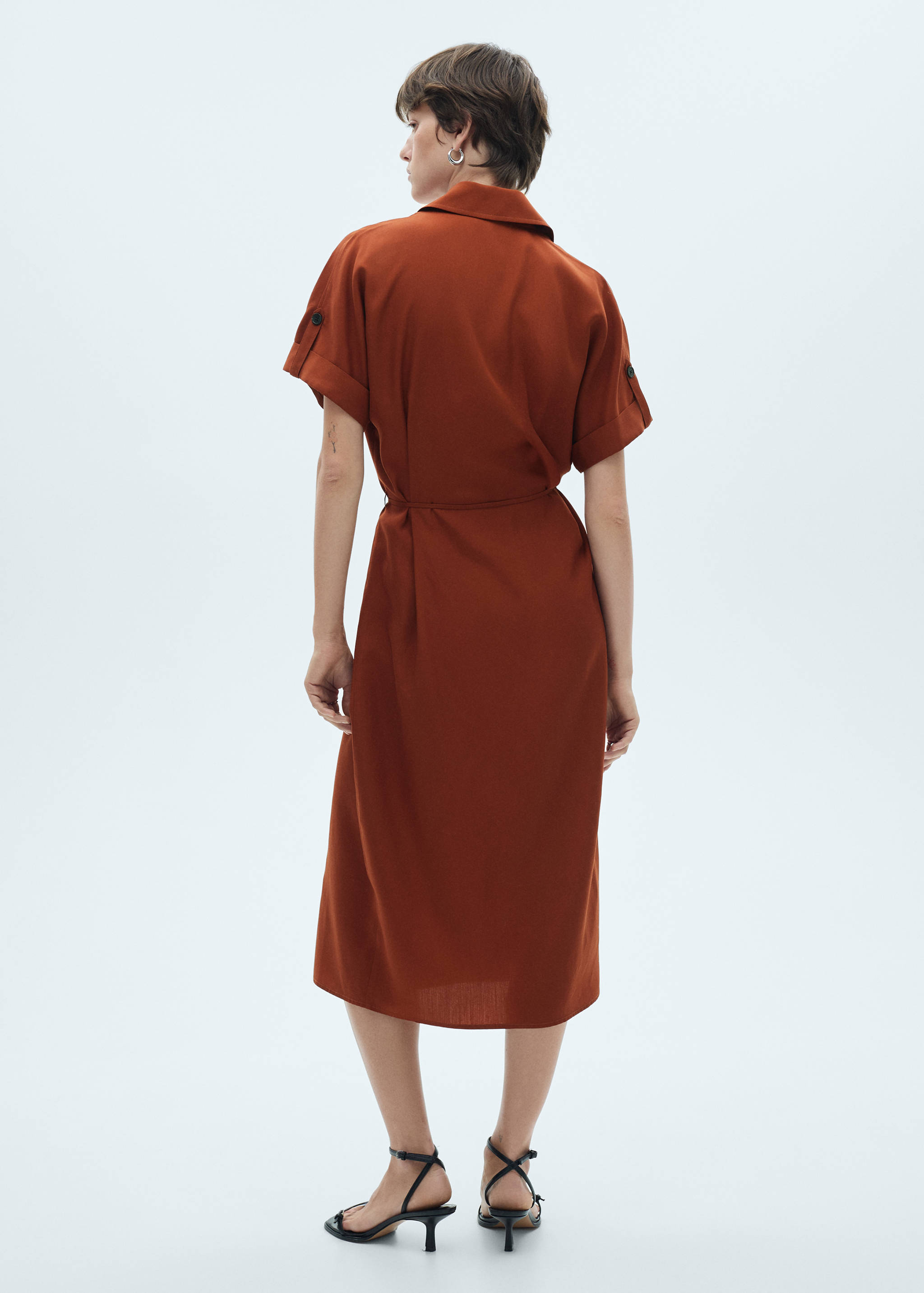 Hemdblusenkleid aus Lyocell mit Schleife - Rückseite des Artikels