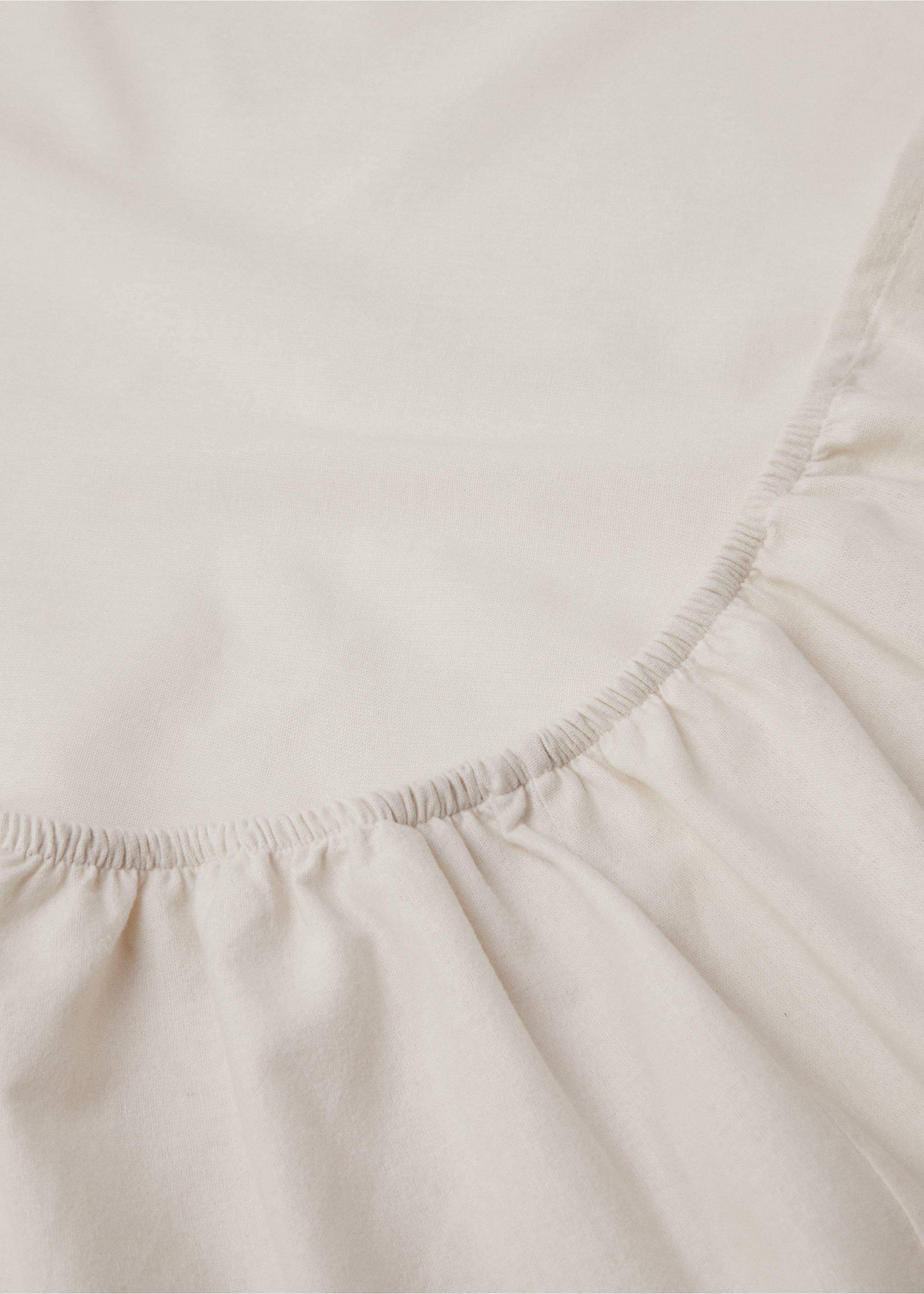 Plain flannel fitted sheet 150cm - Details of the article 1, Beige. Ref: 77057655-00.