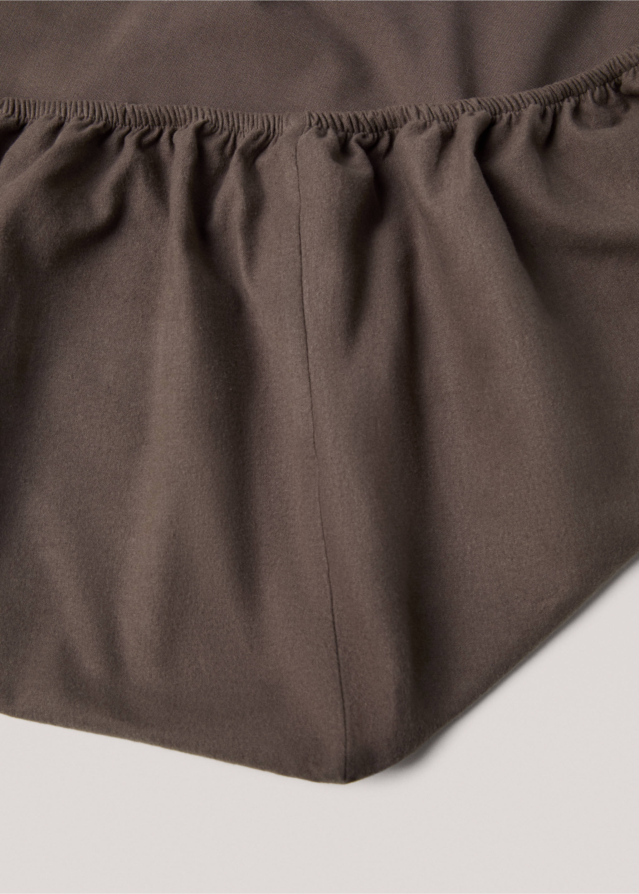 Plain flannel fitted sheet 150cm - Article without model, Chocolate. Ref: 77057655-00.
