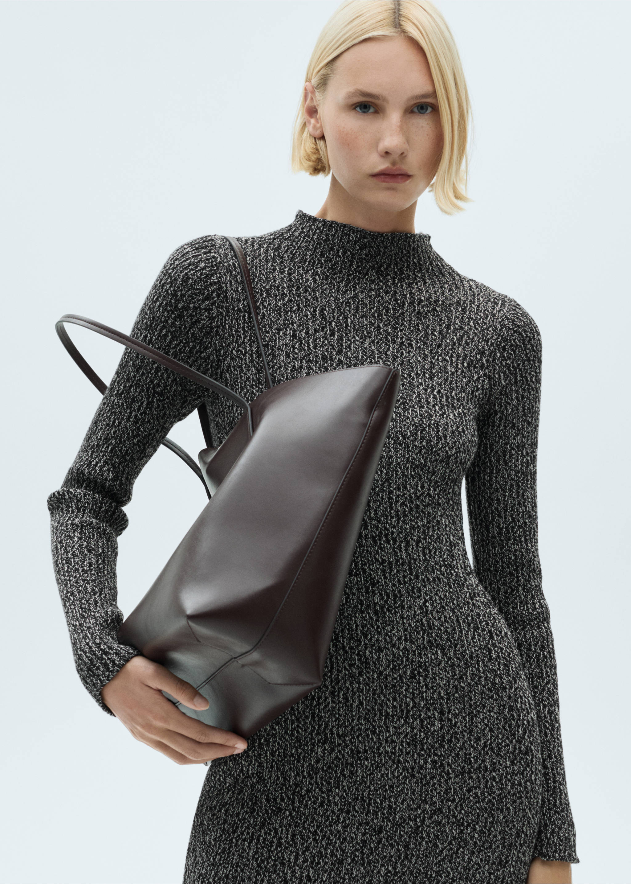 Flecked sweater dress - Medium plane, Black. Ref: 77057665-00.