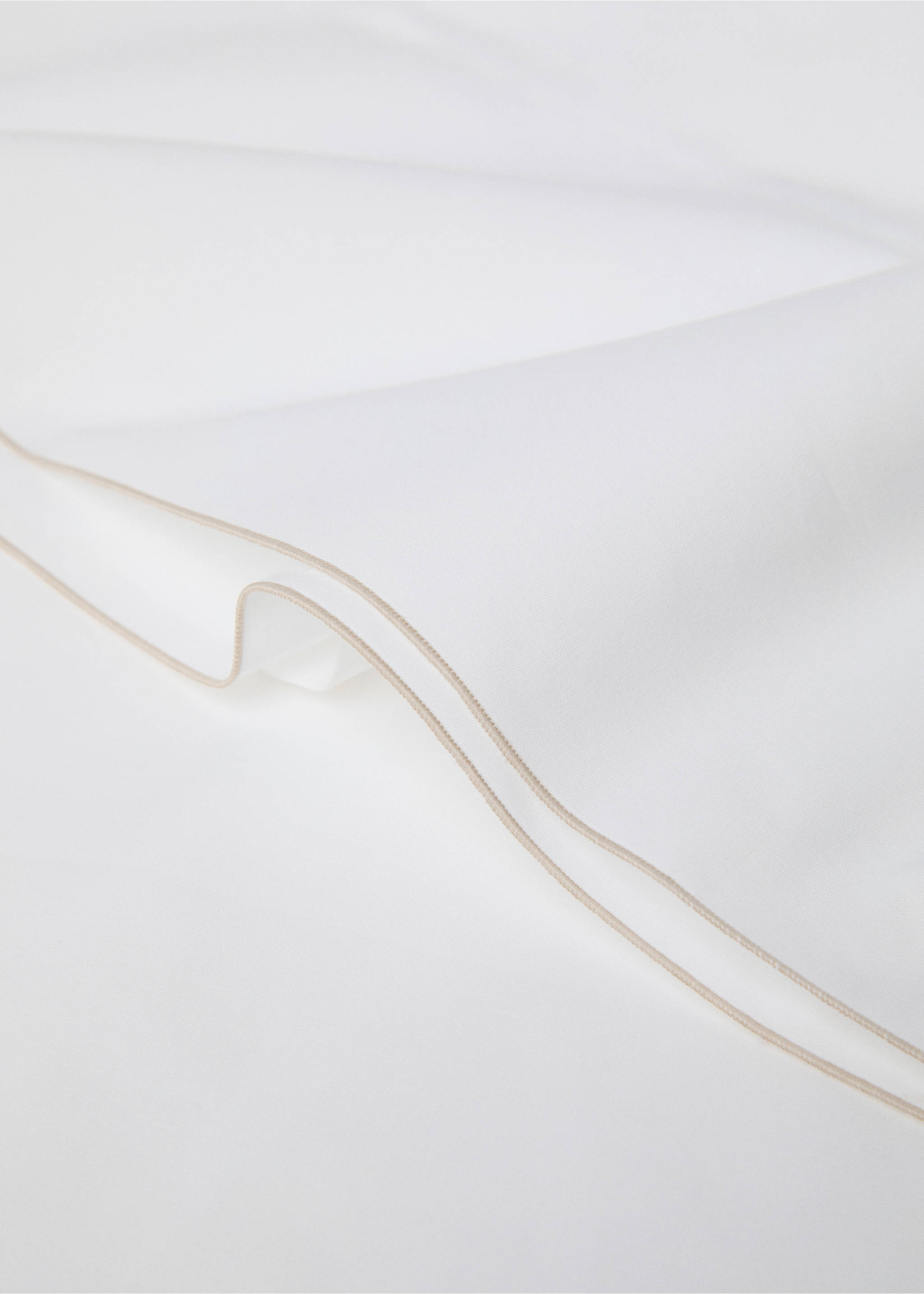 Double-embroidered flat sheet for king bed - Details of the article 2, Beige. Ref: 77057669-00.