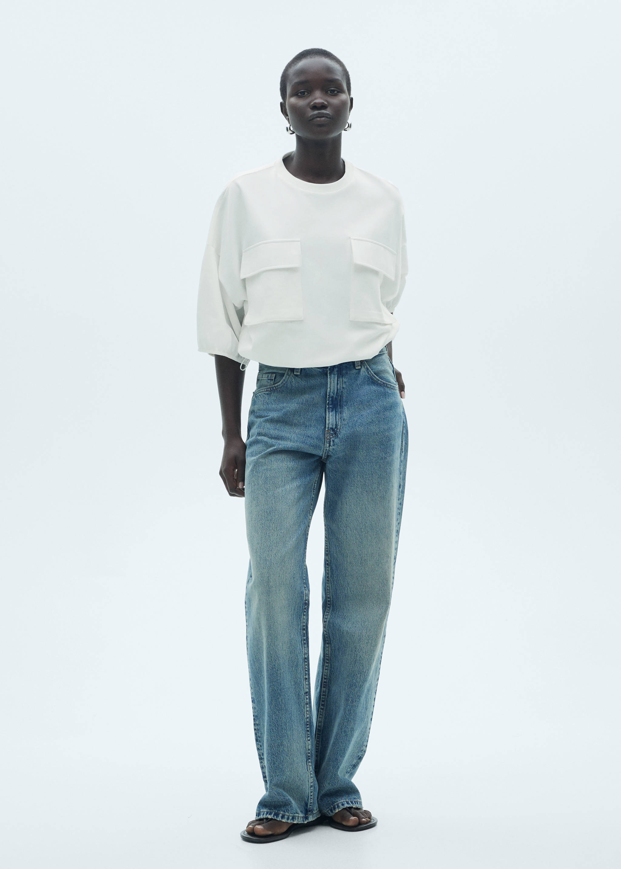 Katoenen T-shirt met zakken - Overzichtstekening