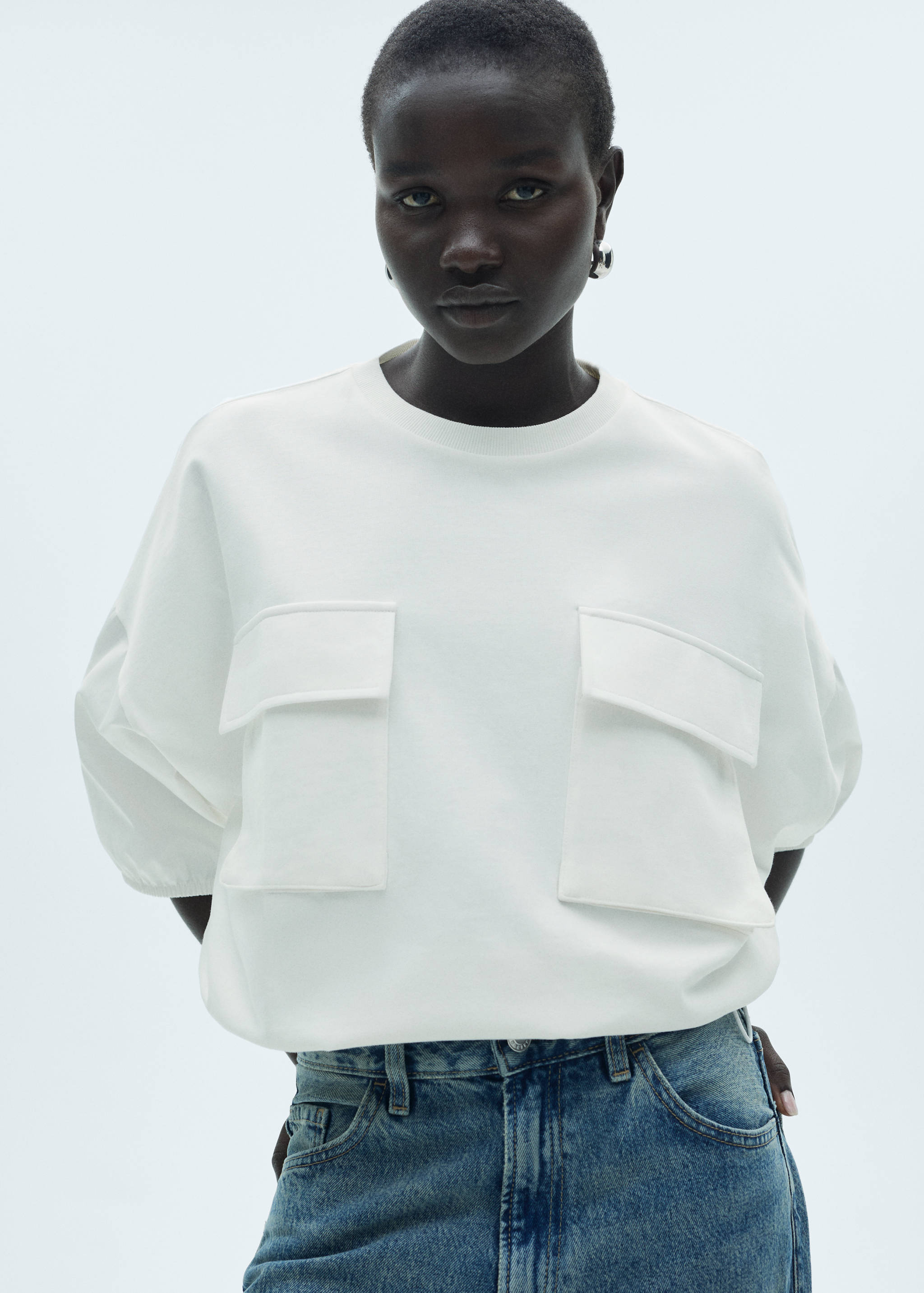 Katoenen T-shirt met zakken - Middenvlak