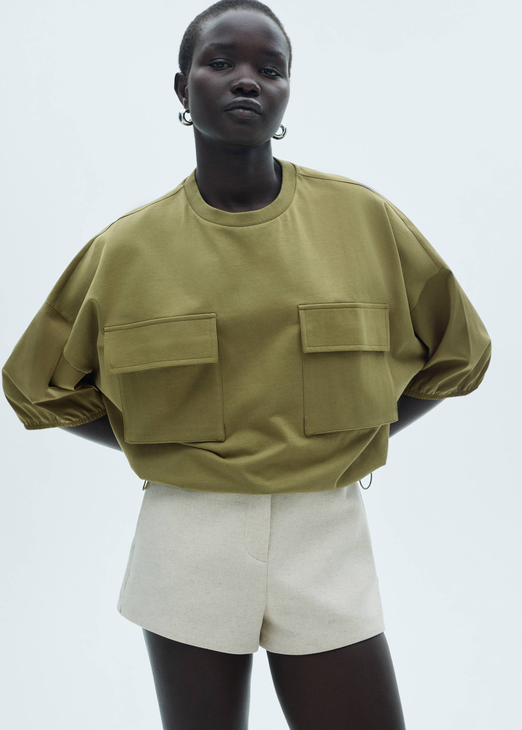 Katoenen T-shirt met zakken - Middenvlak