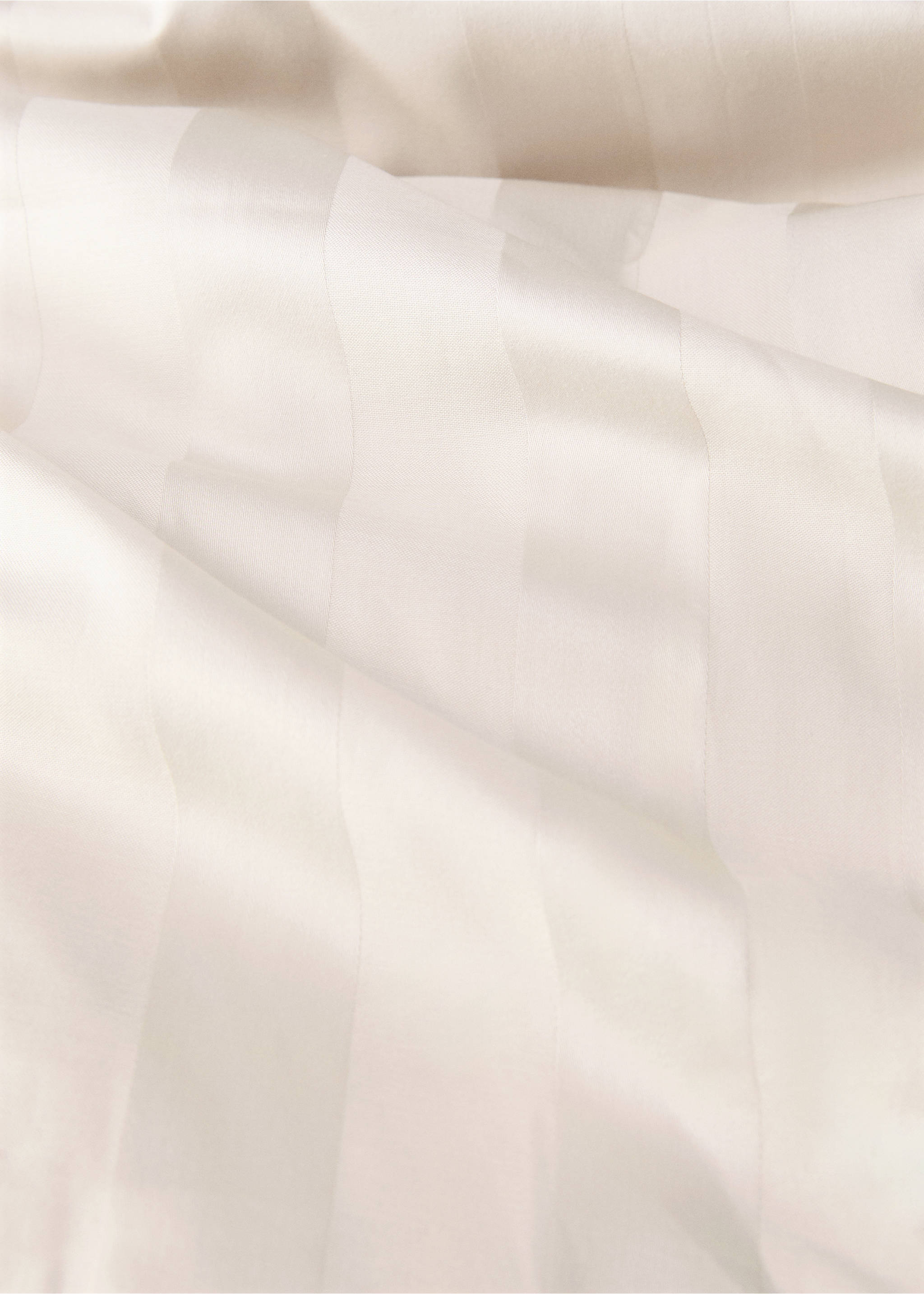 Jacquard cotton satin striped duvet cover for 90 cm bed - Details of the article 1, Beige. Ref: 77057678-00.