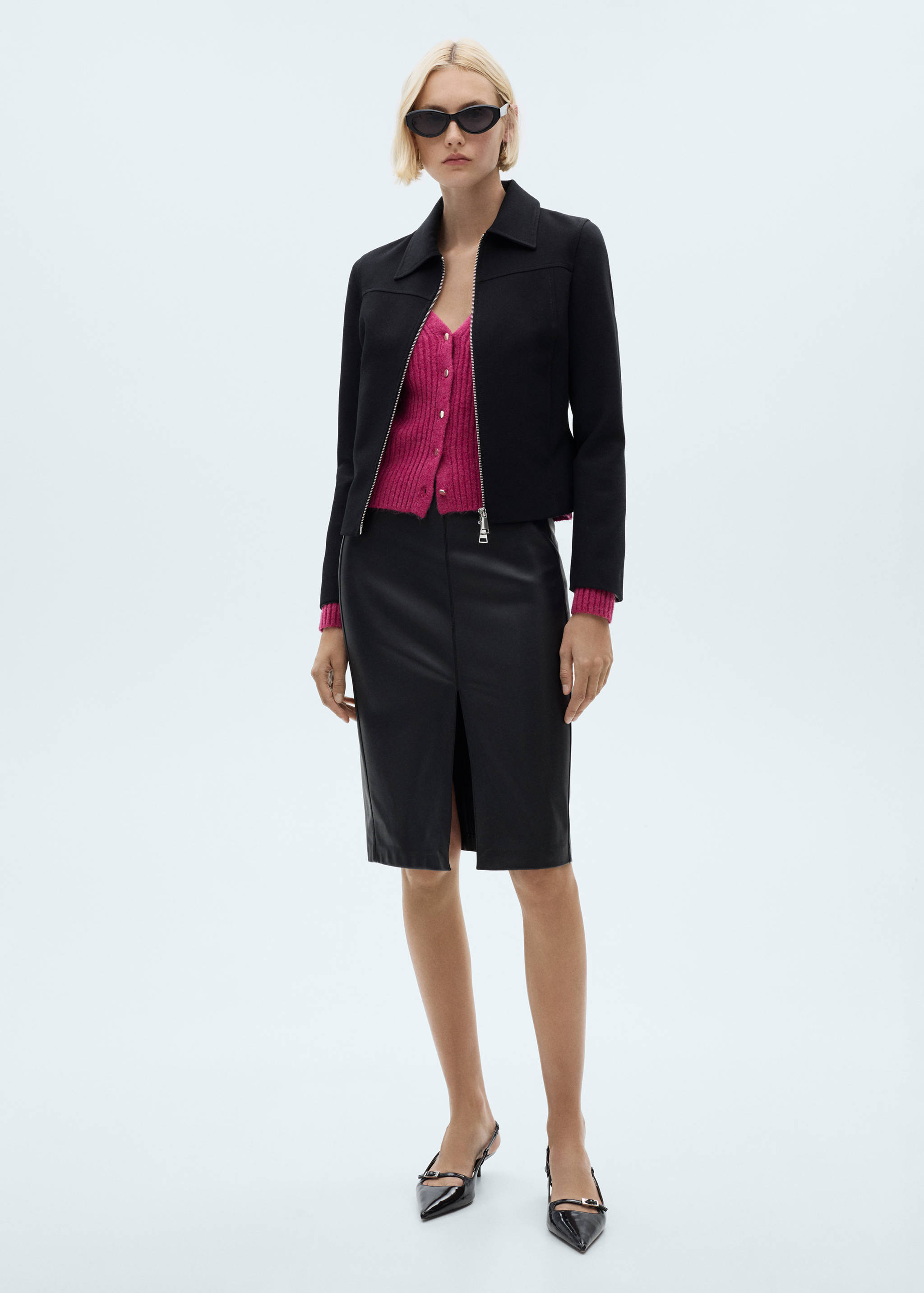 Knitted cardigan with metallic buttons - General plane